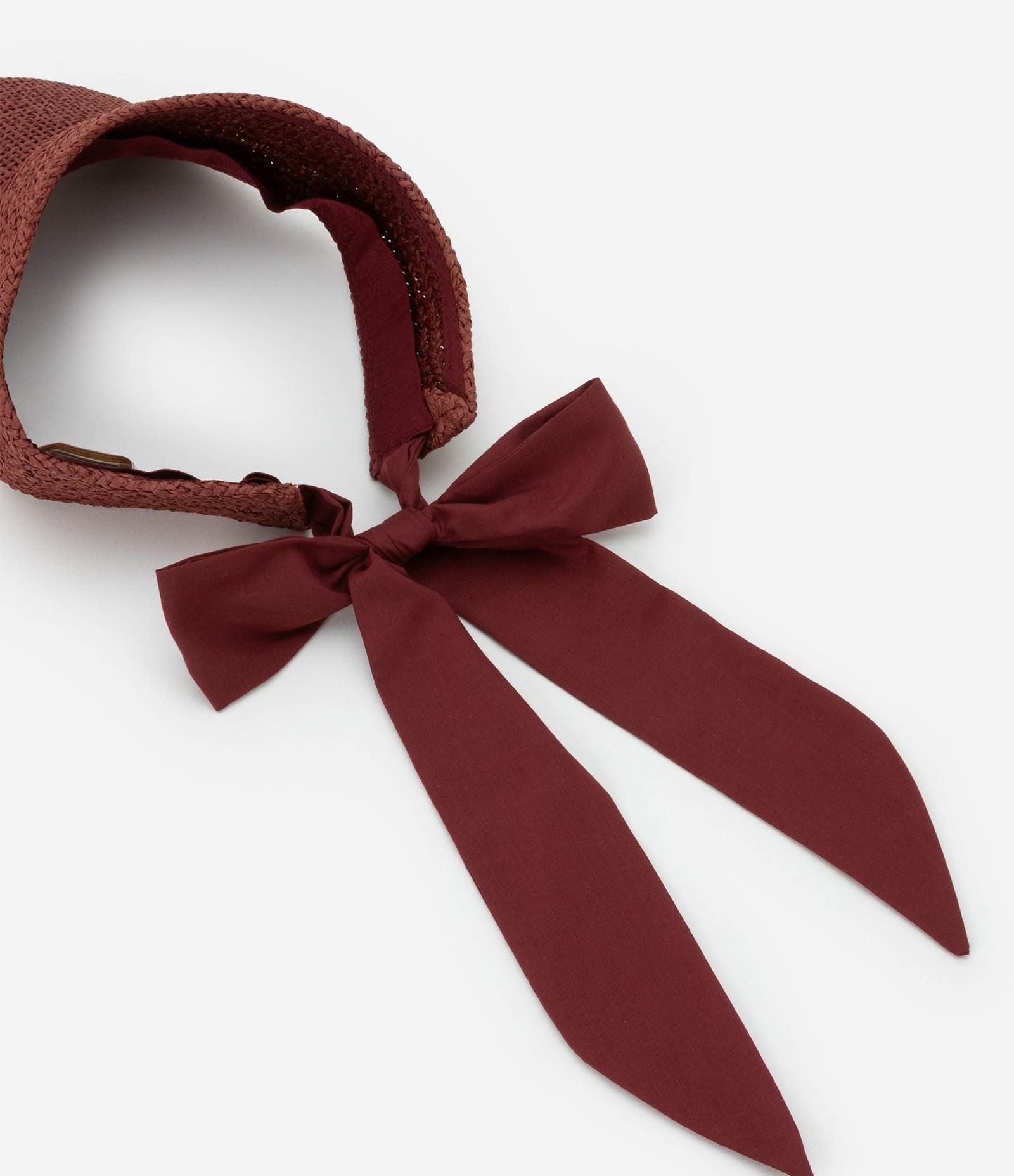 Viseira em Estilo Palha Trançada com Laço Marrom 4