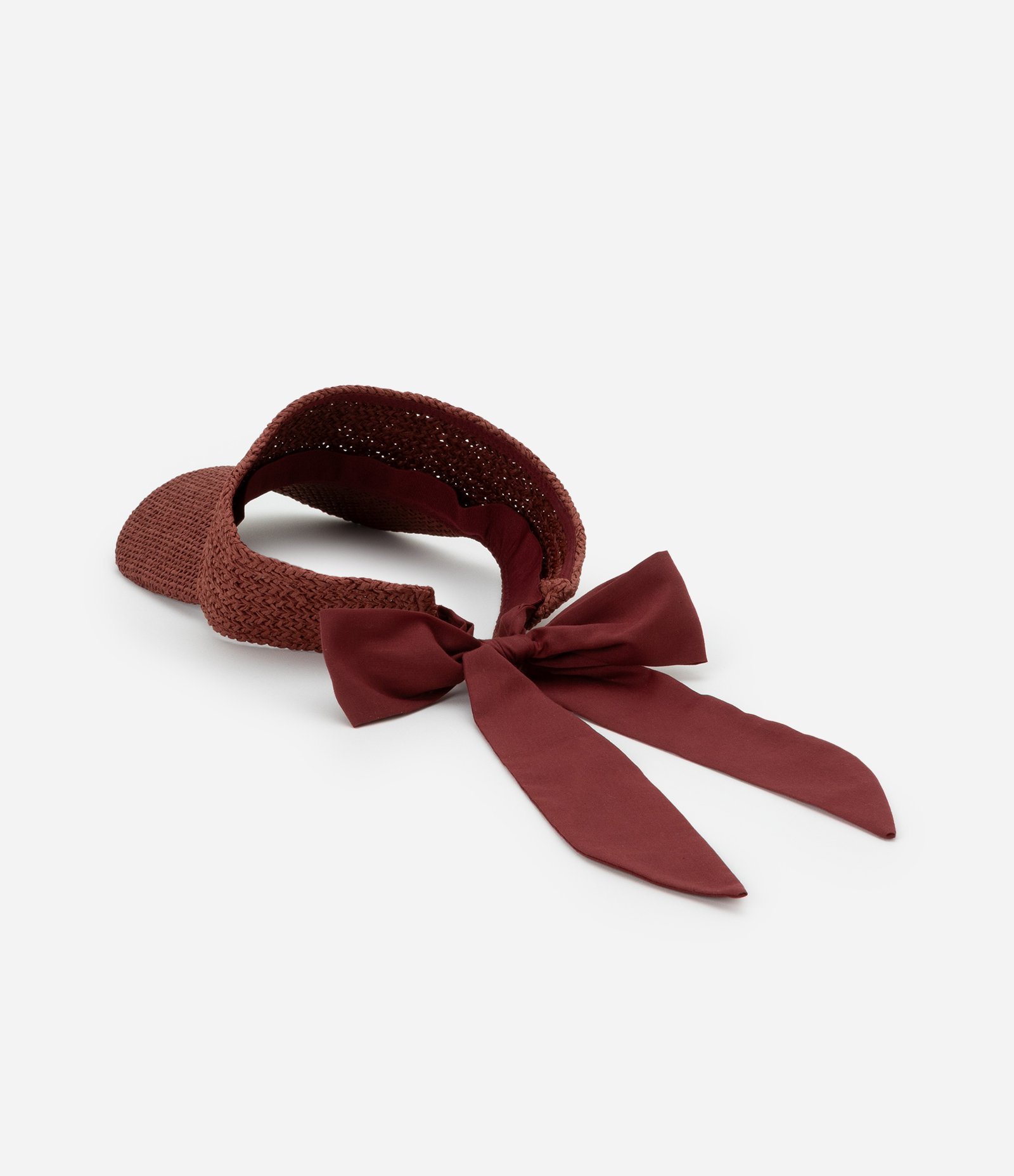 Viseira em Estilo Palha Trançada com Laço Marrom 5