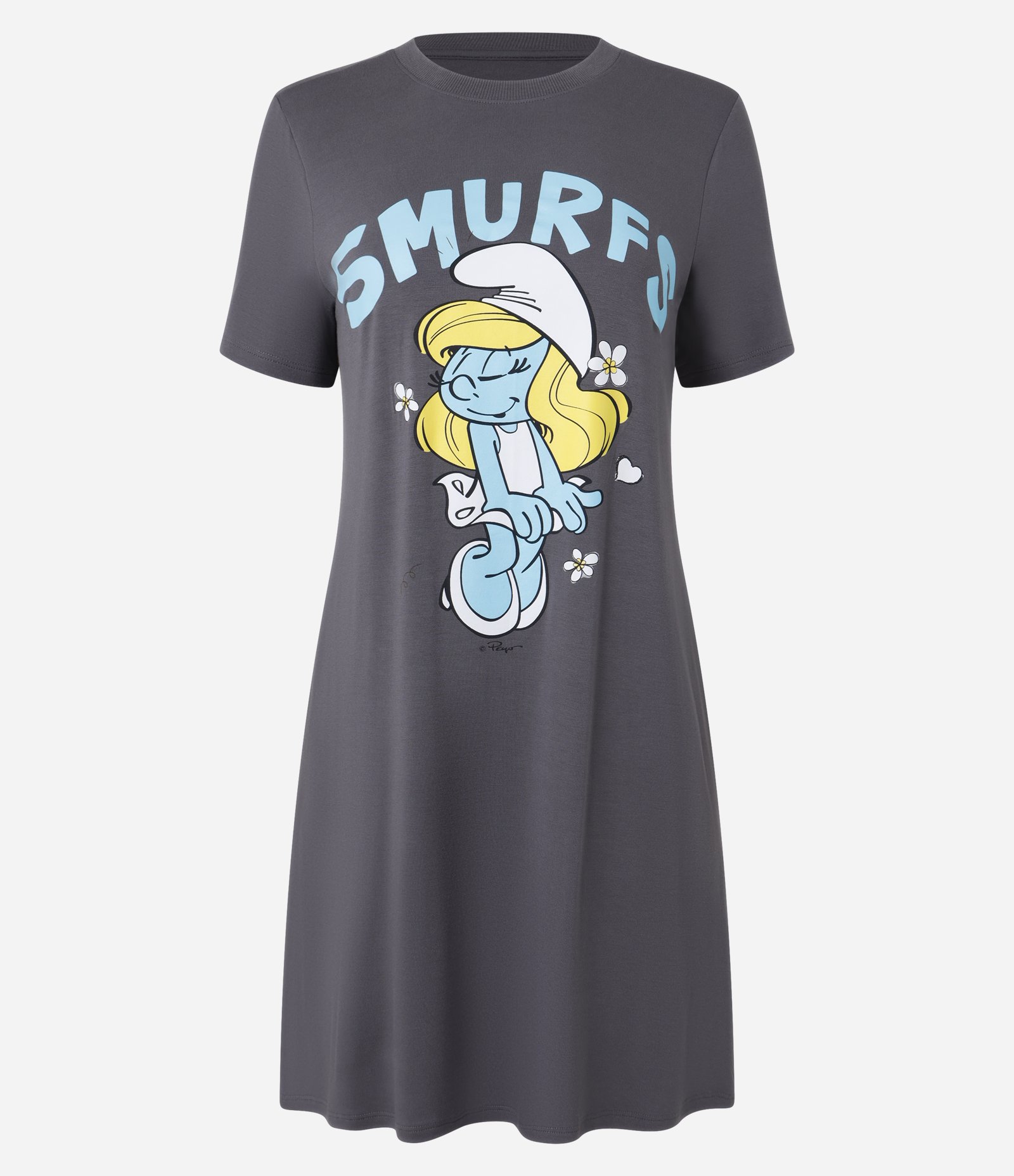 Camisola Curta em Viscose com Estampa Smurfette Cinza 3