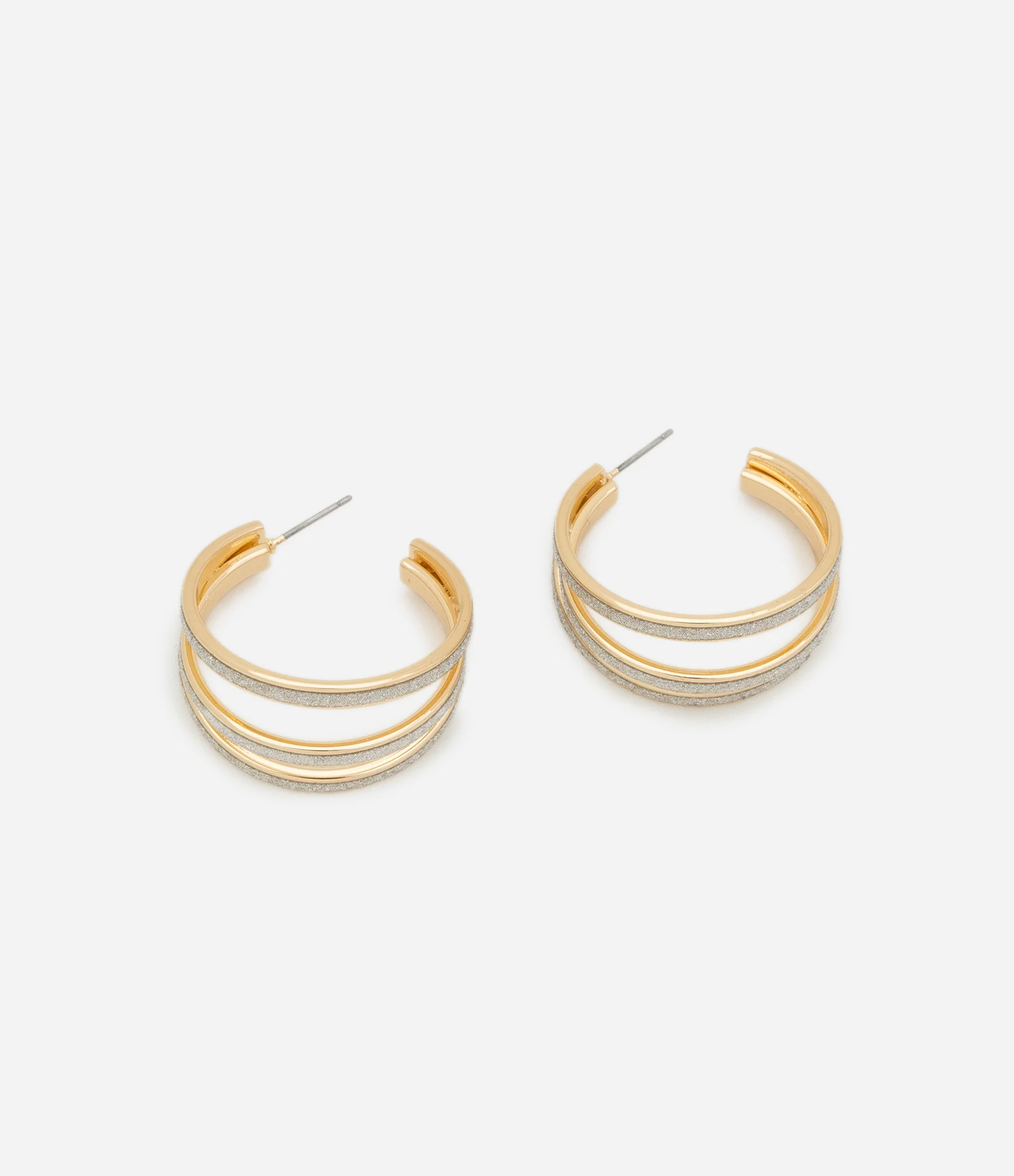 Brinco Argola  Tripla com Revestimento Brilhante Dourado 1