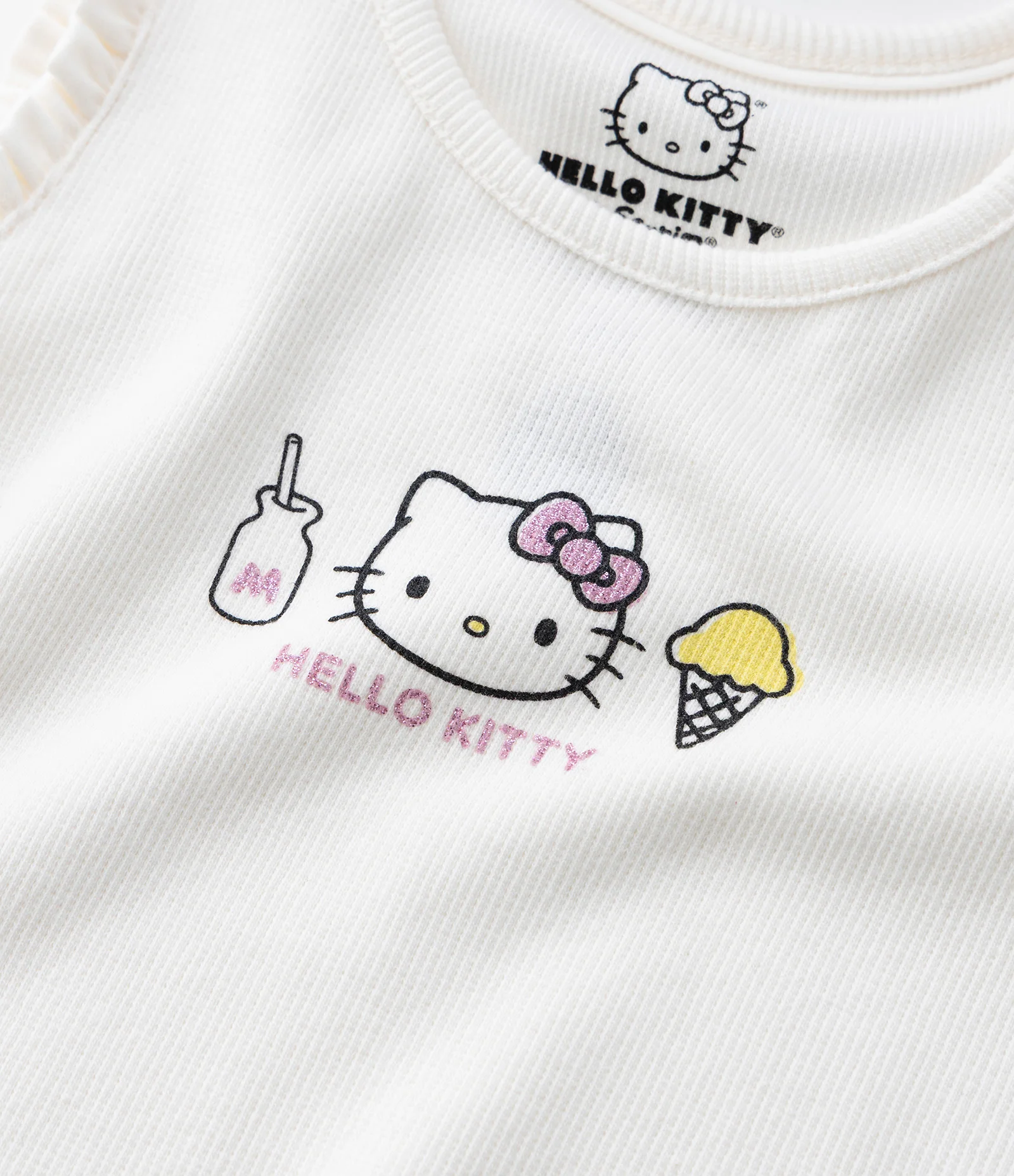 Regata Infantil em Ribana Hello Kitty - Tam 1 a 6 Anos Branco 7
