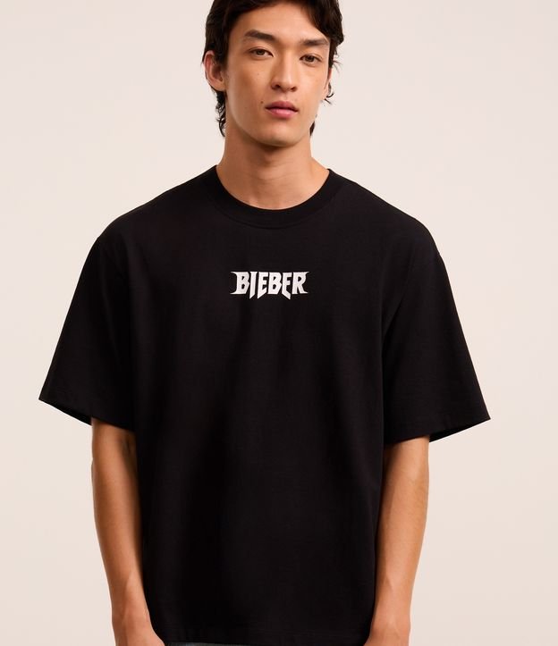 Camiseta Boxy em Malhão com Estampa Justin Bieber