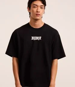 Camiseta Boxy em Malhão com Estampa Justin Bieber