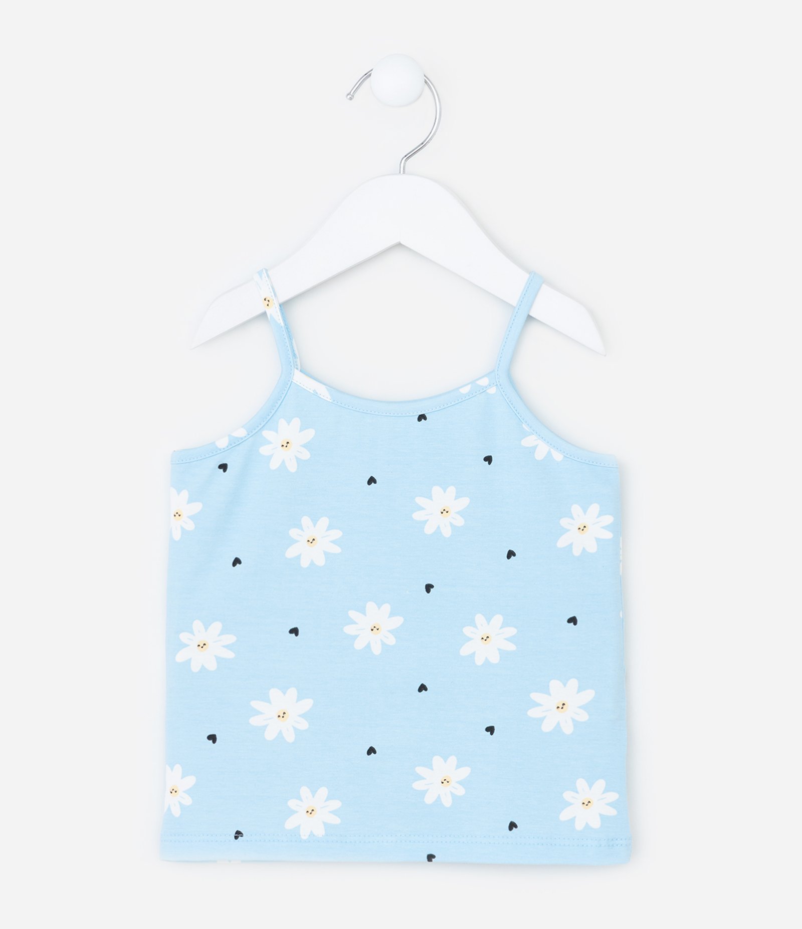 Regata Infantil com Estampa de Margaridas e Corações - Tam 1 A 6 Anos Azul 2