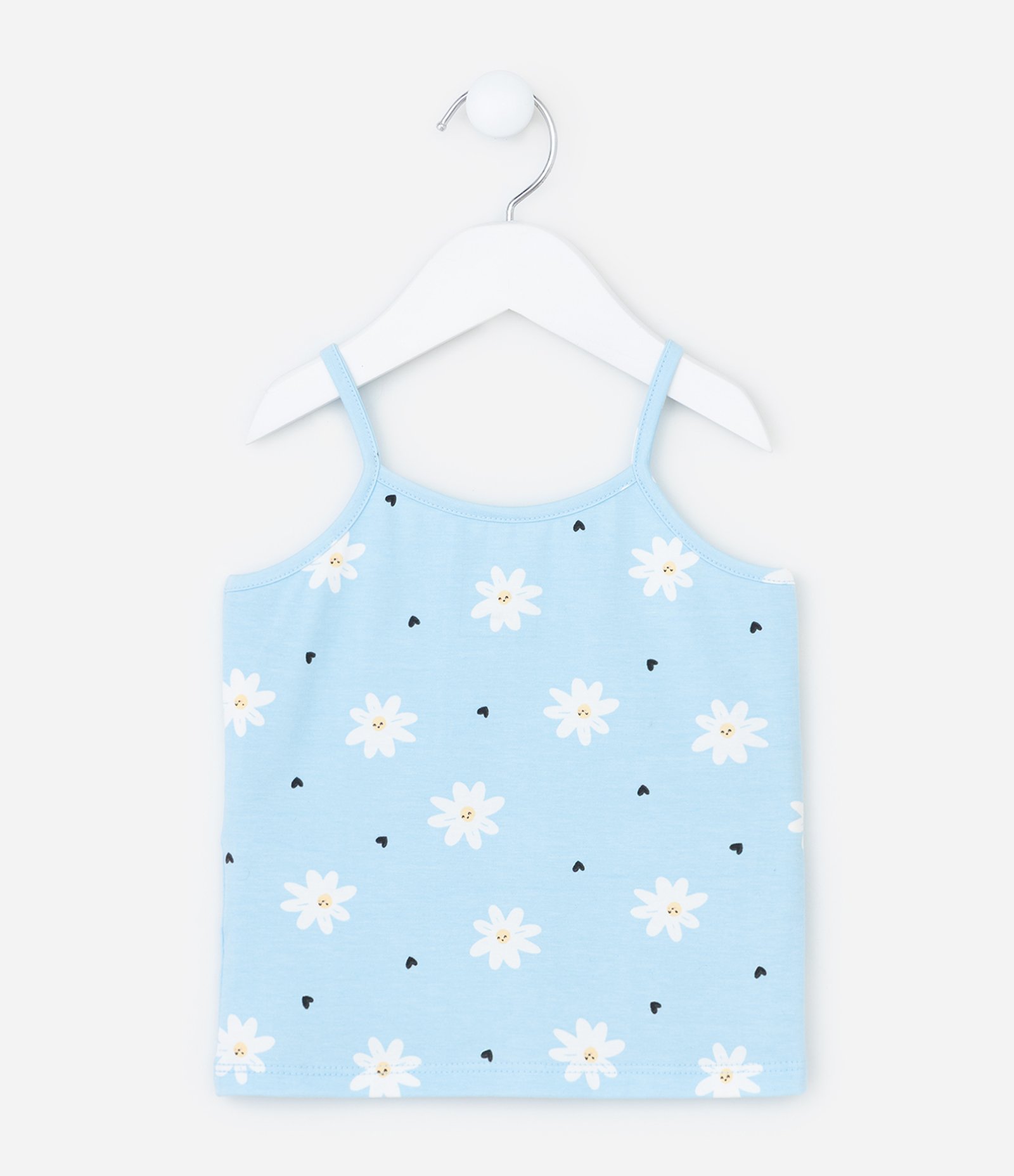 Regata Infantil com Estampa de Margaridas e Corações - Tam 1 A 6 Anos Azul 3