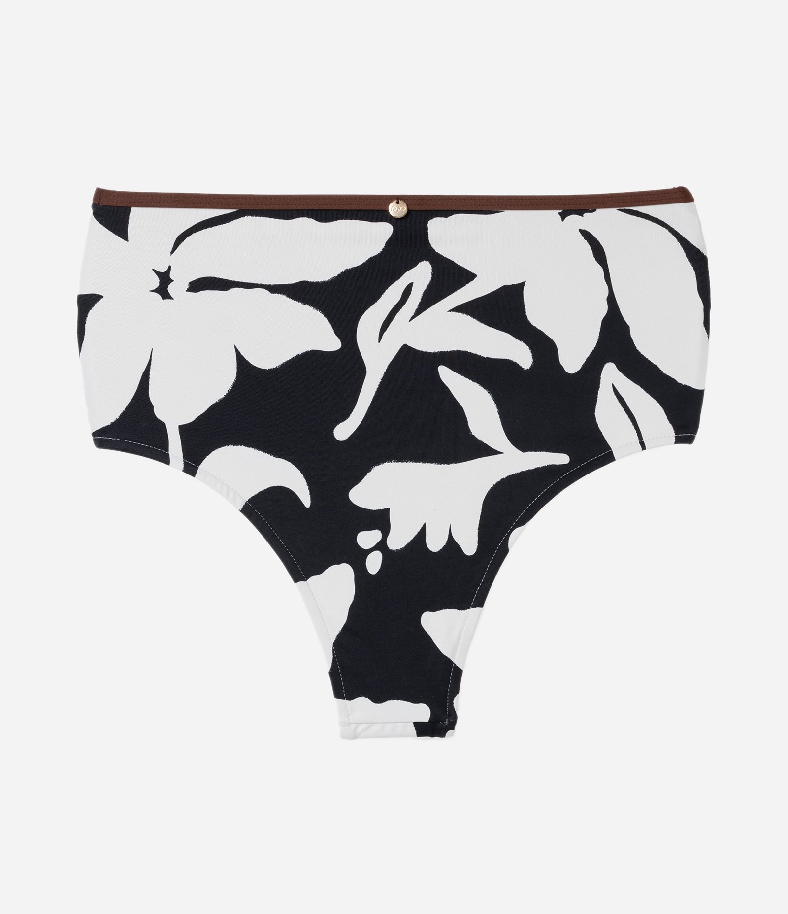 Biquíni Calcinha Hot Pants em Microfibra com Estampa Floral Preto/Branco 6