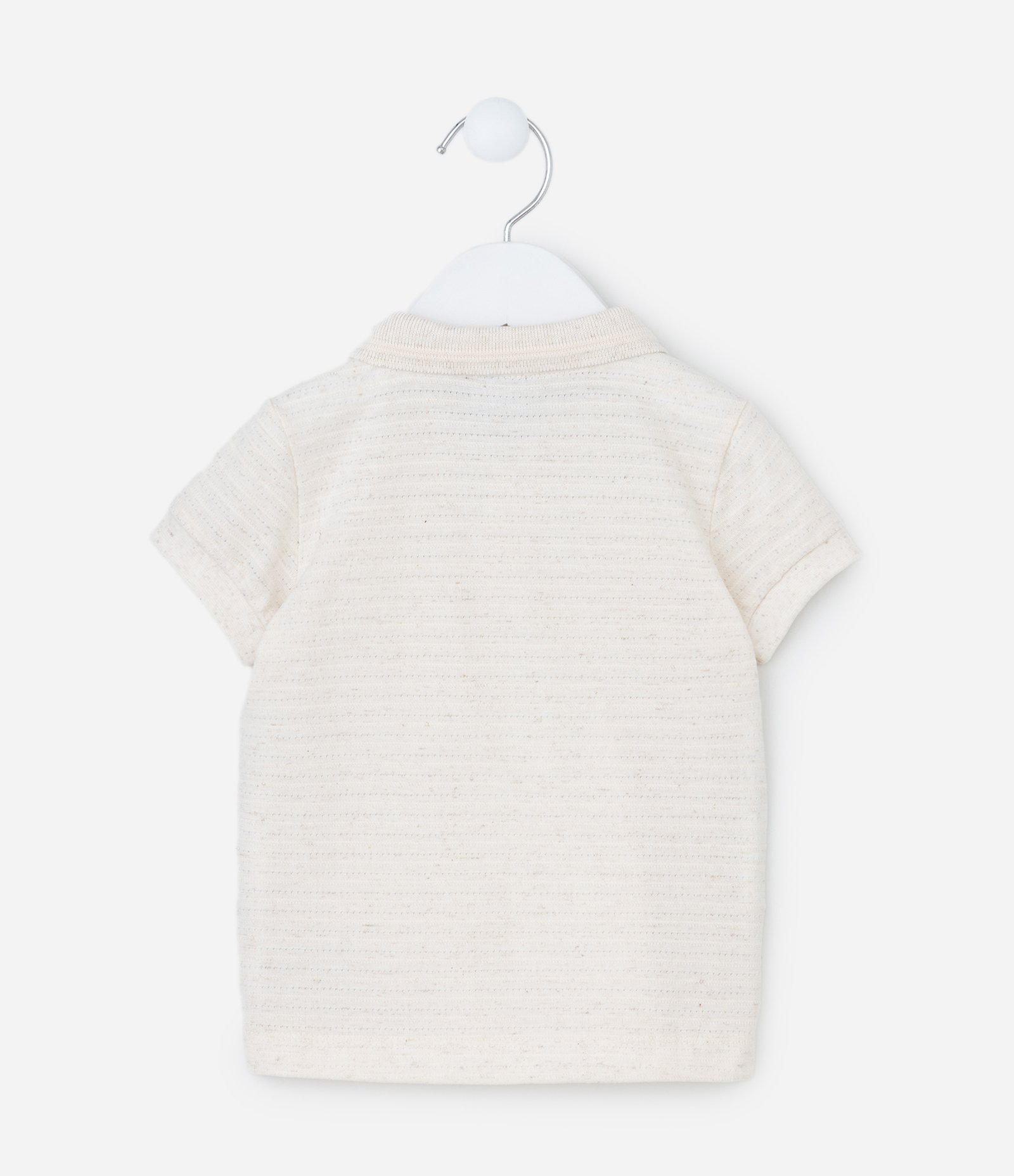 Camiseta Infantil com Gola Polo e Listras - Tam 0 a 18 meses Off White 2