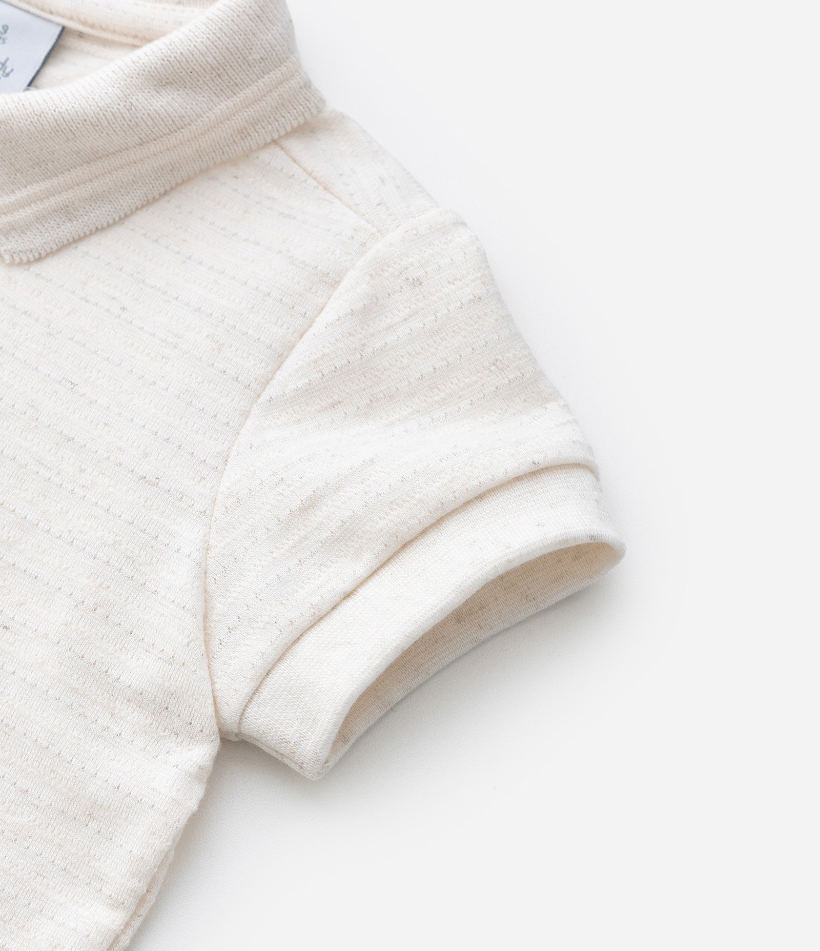 Camiseta Infantil com Gola Polo e Listras - Tam 0 a 18 meses Off White 5