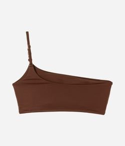 Biquíni Top Ombro Único Microfibra com Aviamento de Madeira