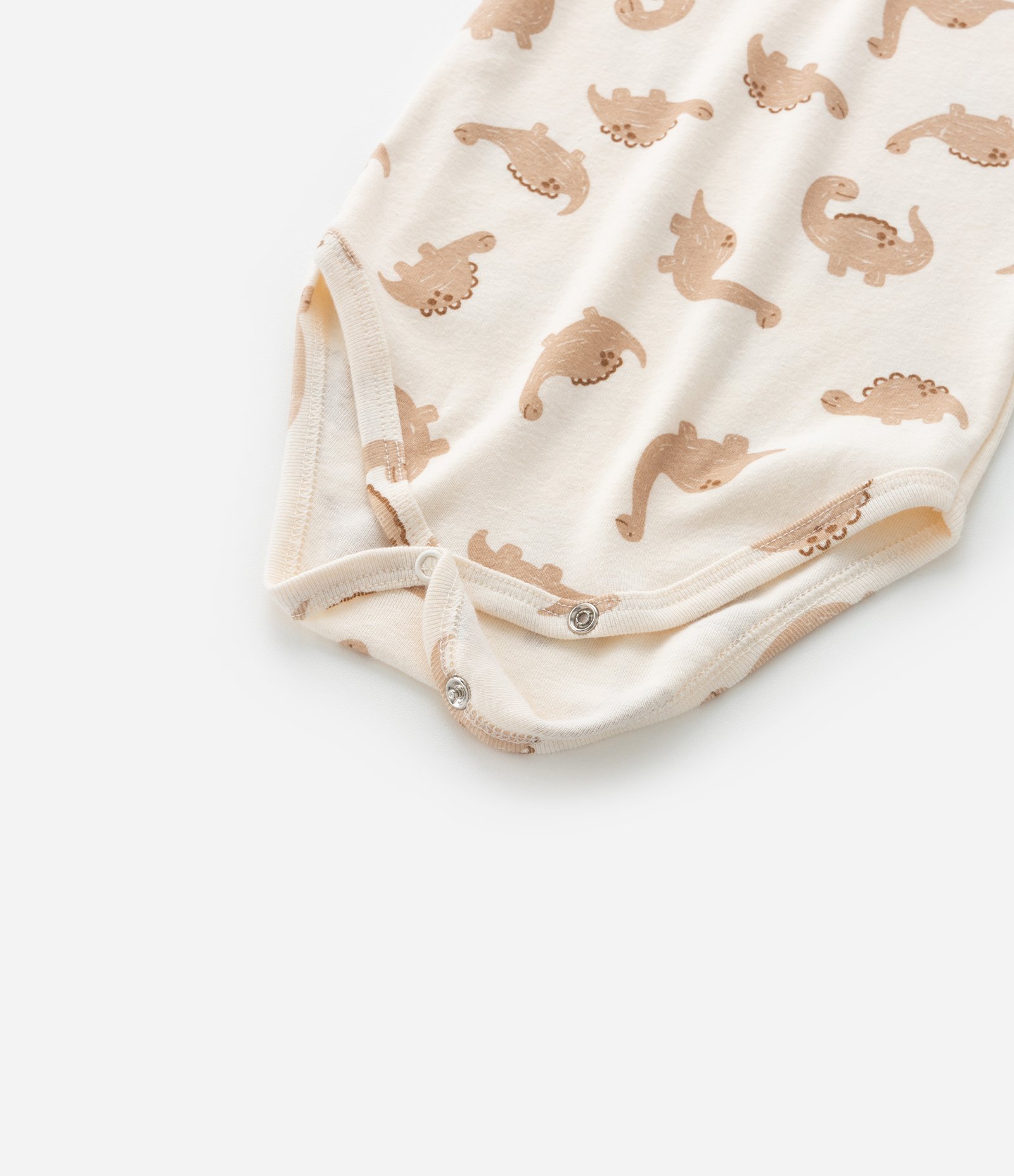 Conjunto Body e Calça em Ribana com Estampa de Dinossauro - Tam RN a 18 Meses Bege 10