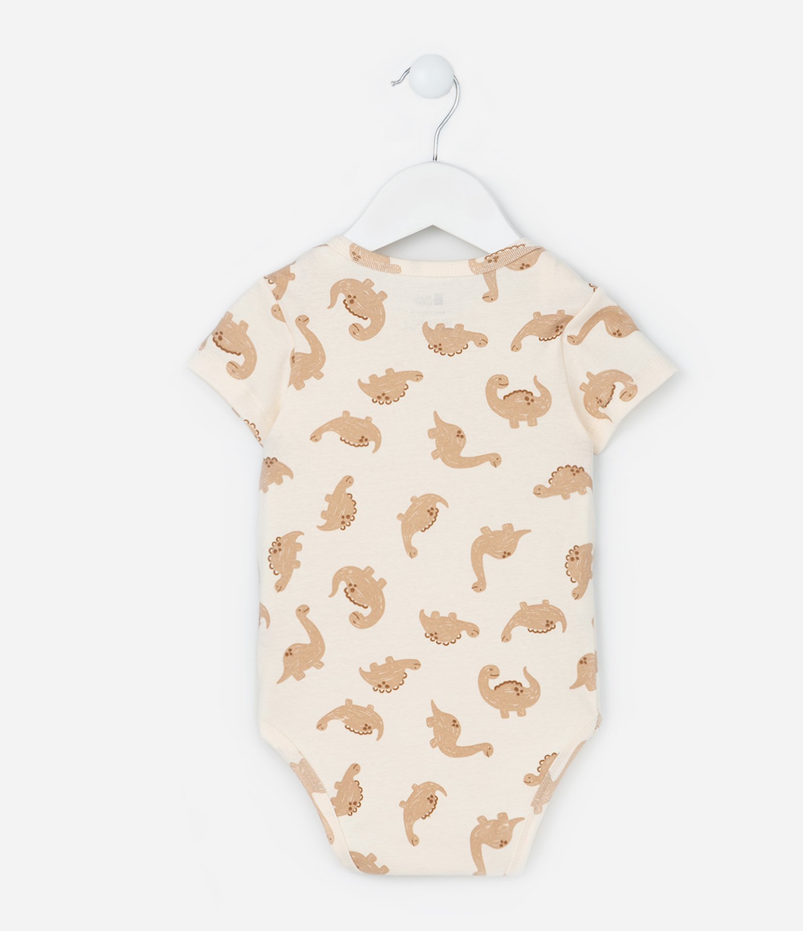 Conjunto Body e Calça em Ribana com Estampa de Dinossauro - Tam RN a 18 Meses Bege 4