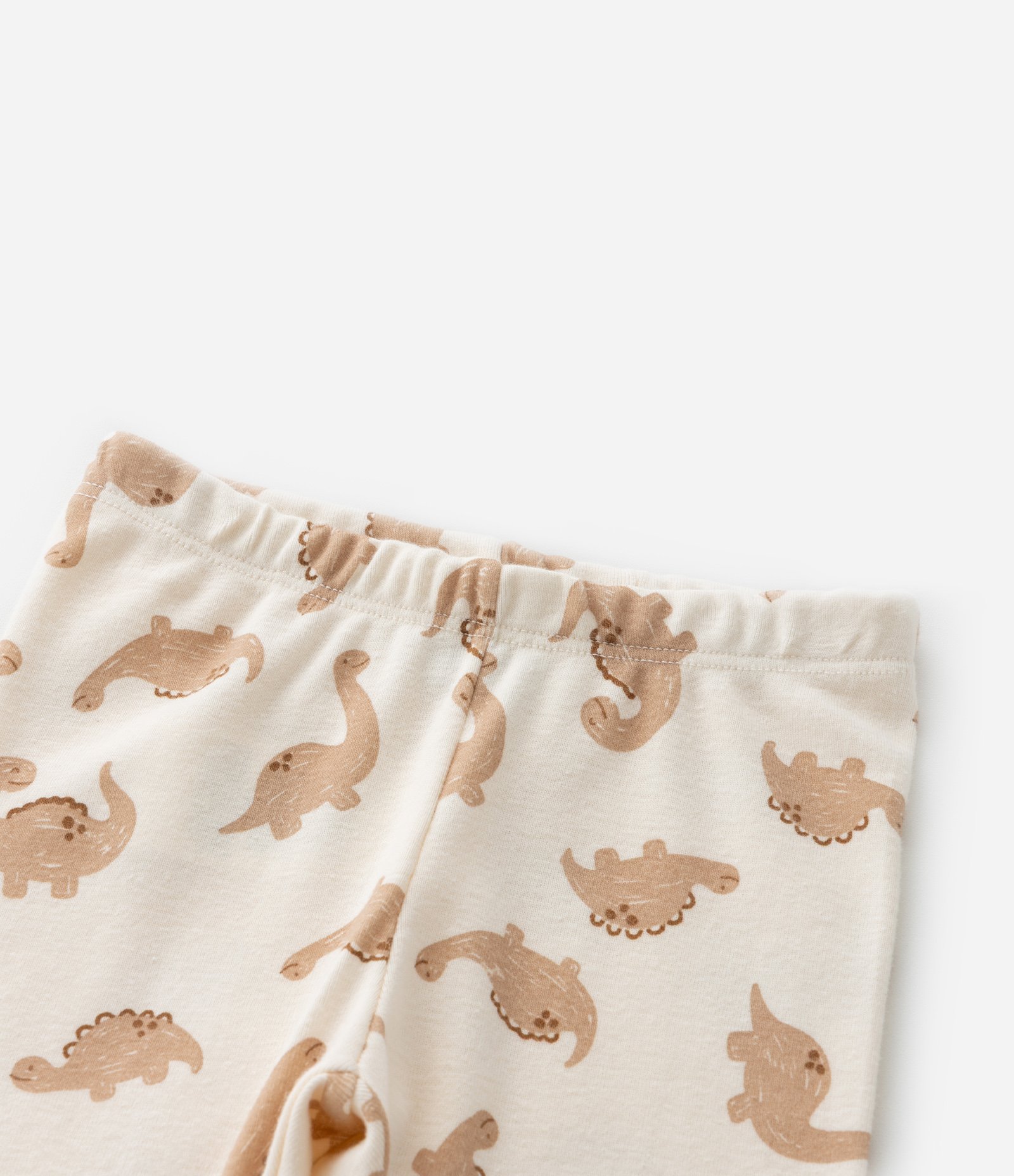 Conjunto Body e Calça em Ribana com Estampa de Dinossauro - Tam RN a 18 Meses Bege 7