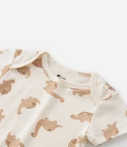 Conjunto Body e Calça em Ribana com Estampa de Dinossauro - Tam RN a 18 Meses