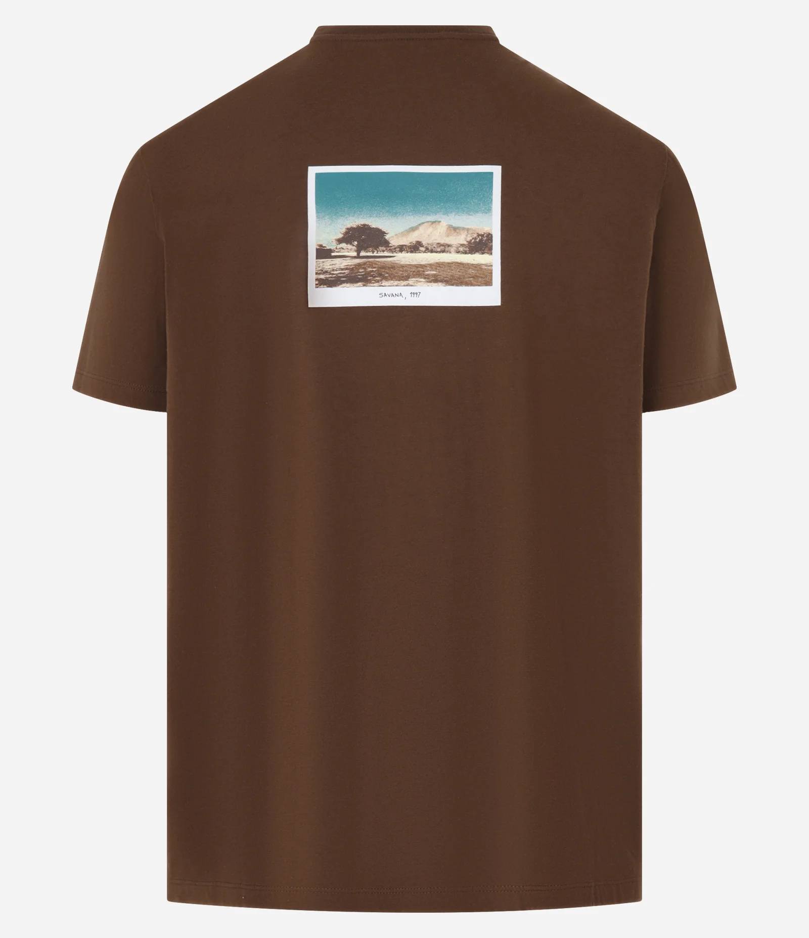 Camiseta Comfort em Algodão com Estampa de Paisagem e Lettering Marrom 2