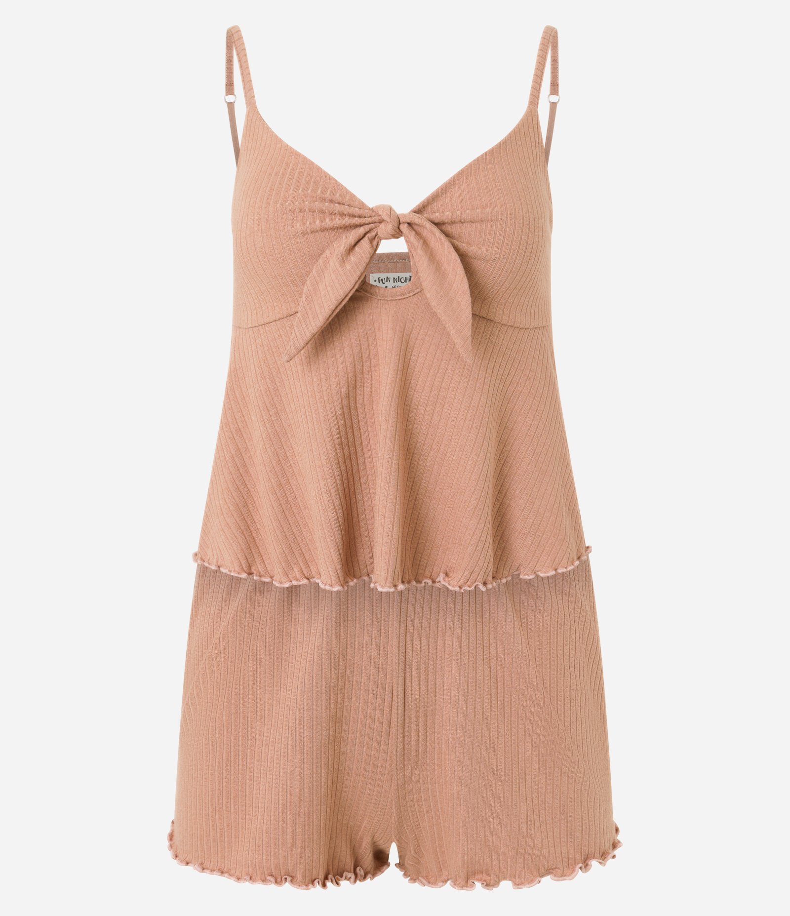 Pijama Short Doll em Ribana com Detalhe de Nózinho Marrom 5