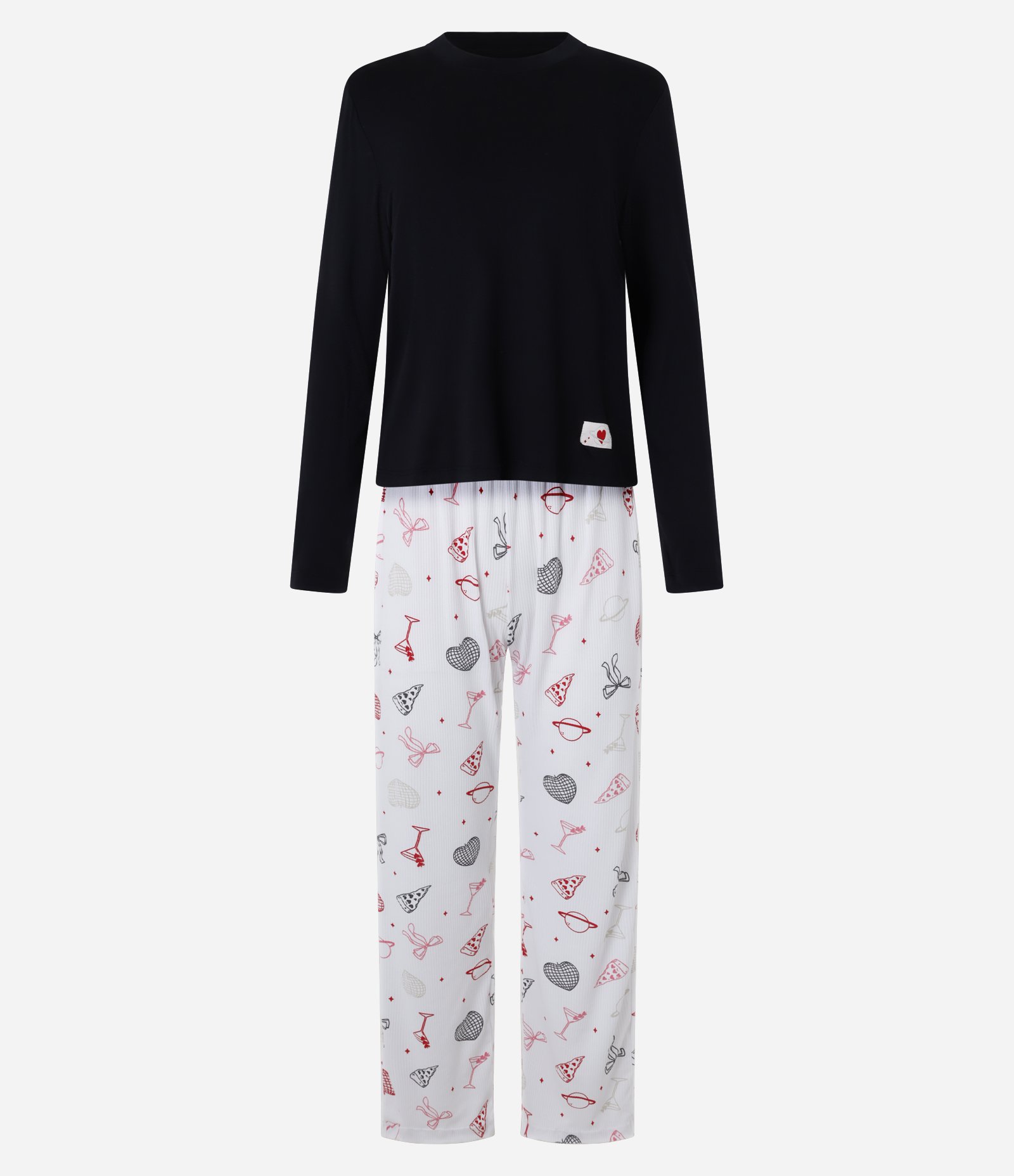 Pijama Longo com Estampa Ícones Diversos Preto 5