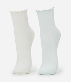 Kit 02 Meias Cano Médio em Algodão Canelado com Picueta