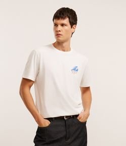 Camiseta em Algodão com Estampa Frutos do Mar e Lettering