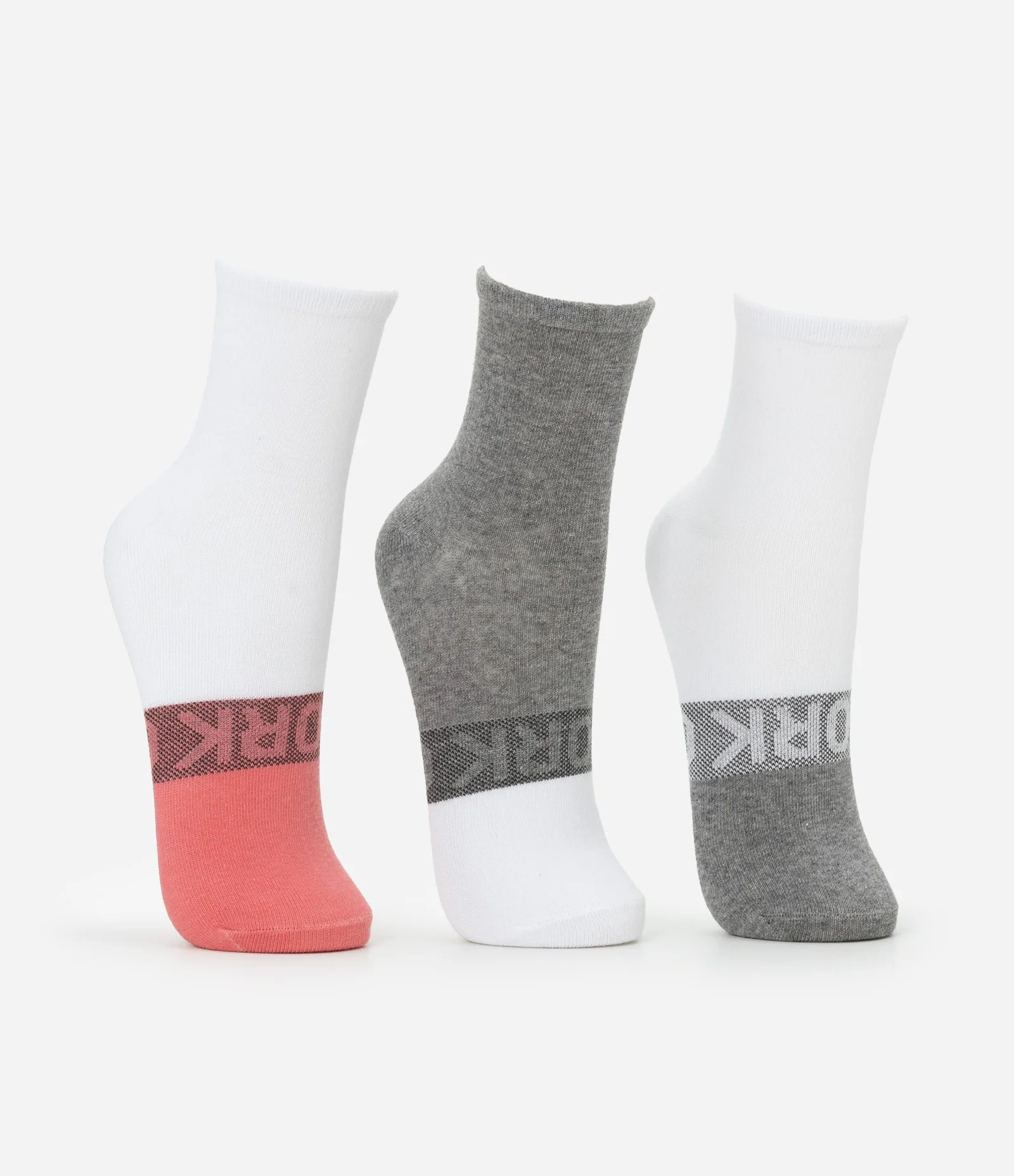 Kit 03 Meias Cano Médio Esportivas em Algodão com Lettering Work Out Multicores 2