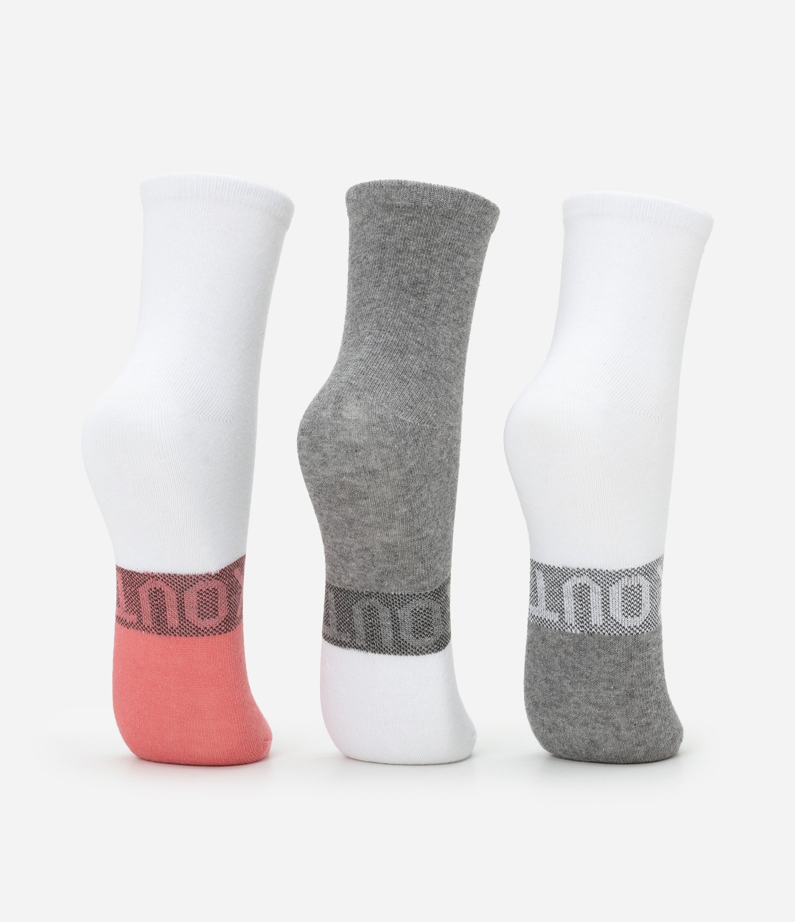 Kit 03 Meias Cano Médio Esportivas em Algodão com Lettering Work Out Multicores 3