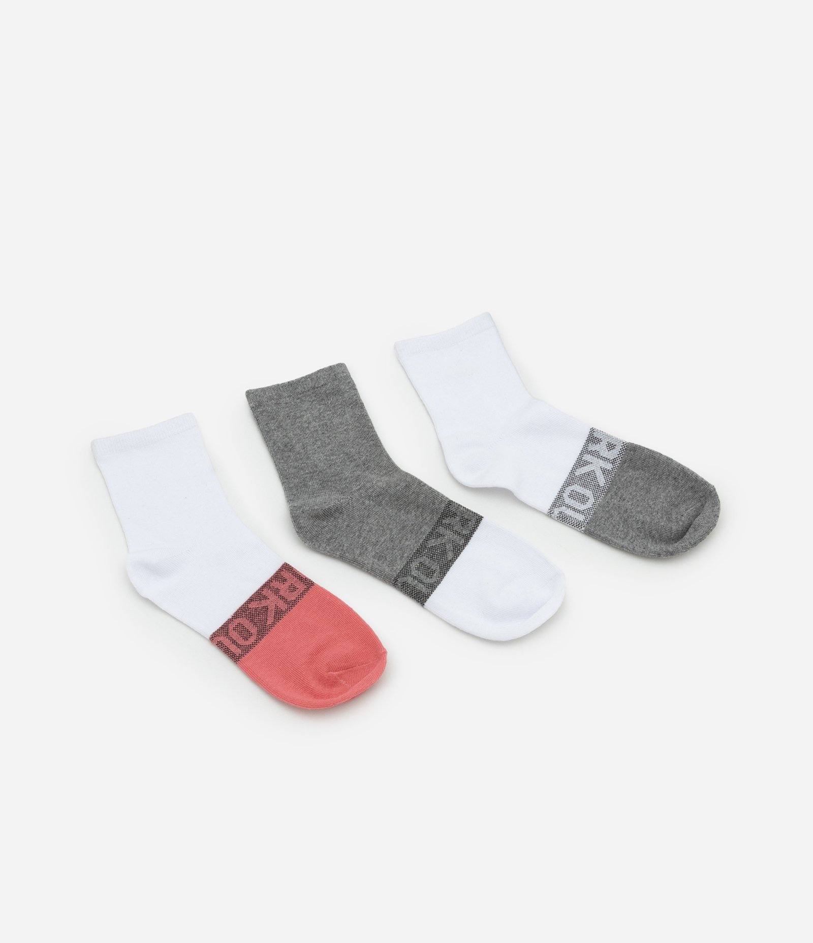 Kit 03 Meias Cano Médio Esportivas em Algodão com Lettering Work Out Multicores 4