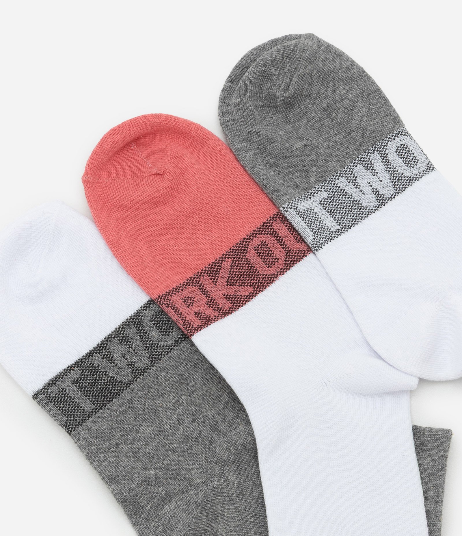 Kit 03 Meias Cano Médio Esportivas em Algodão com Lettering Work Out Multicores 5