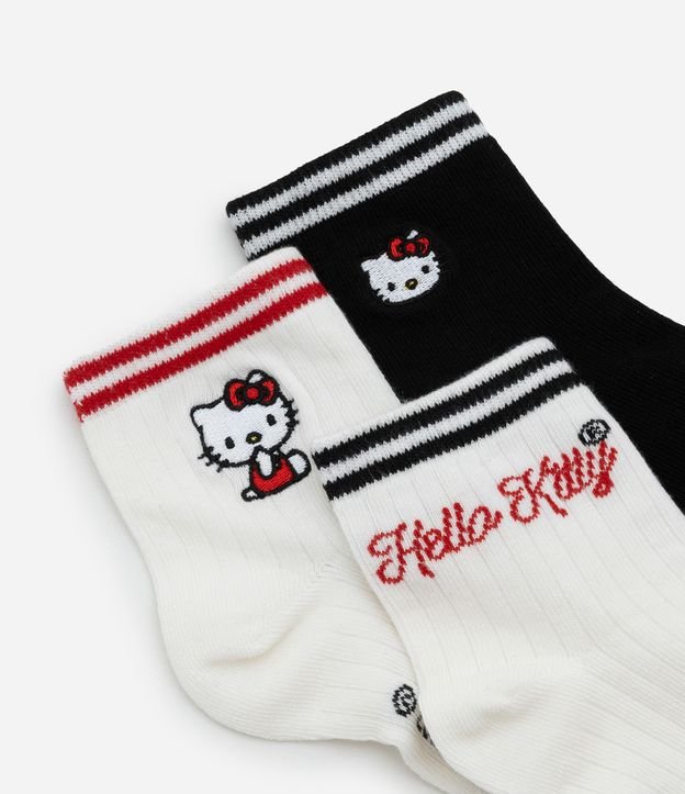 Kit 03 Meias Cano Médio com Bordado Hello Kitty