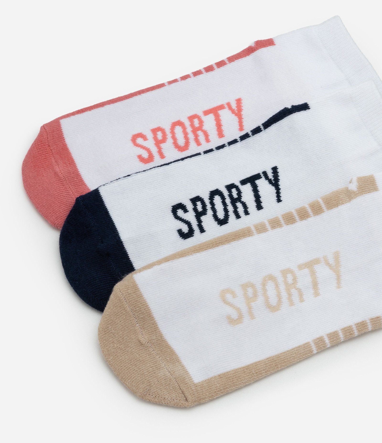 Kit 03 Meias Cano Baixo Esportivas em Algodão com Estampa Sporty Branco 4