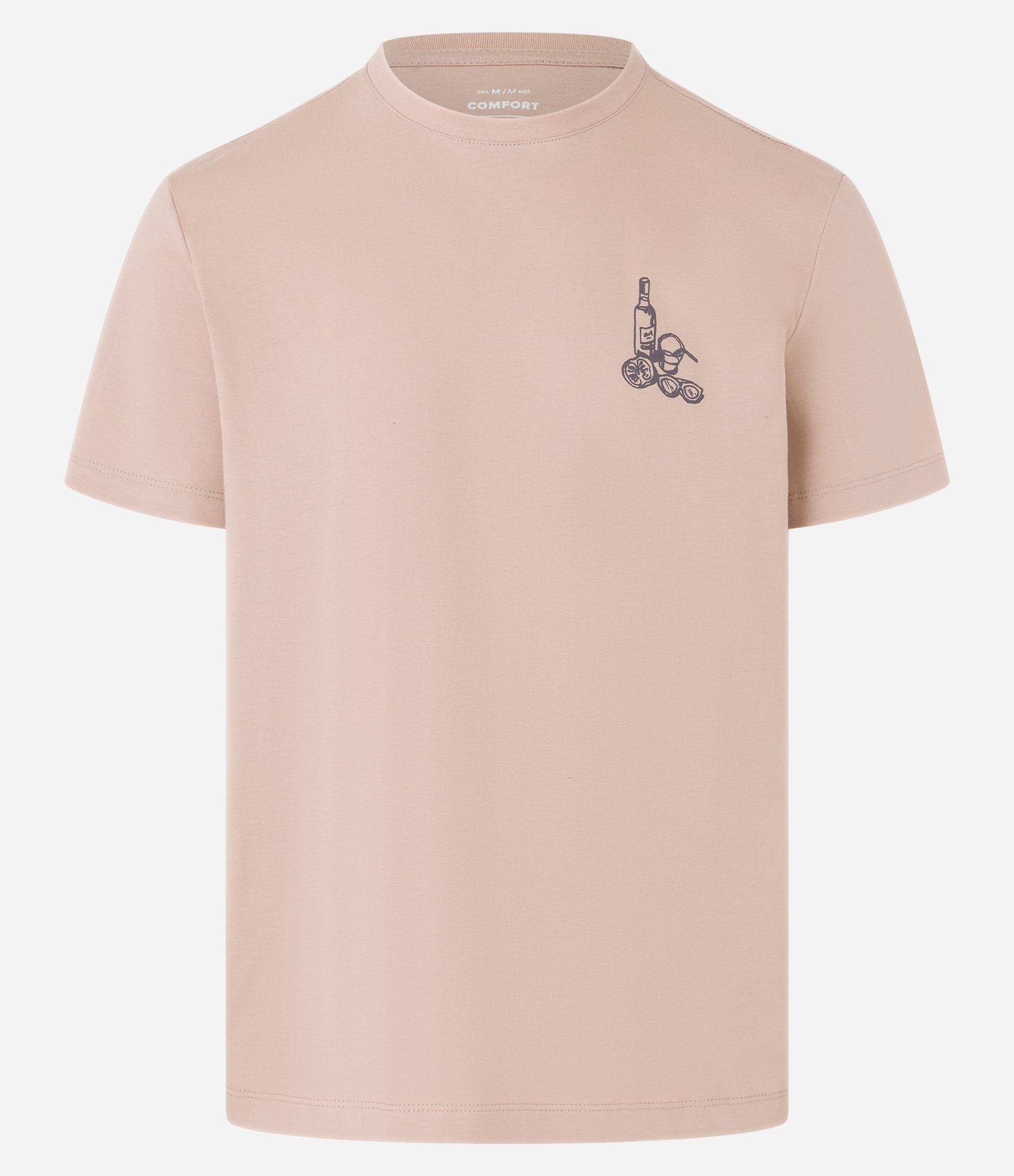 Camiseta Comfort em Algodão com Estampa de Drinks e Lettering Marrom 5