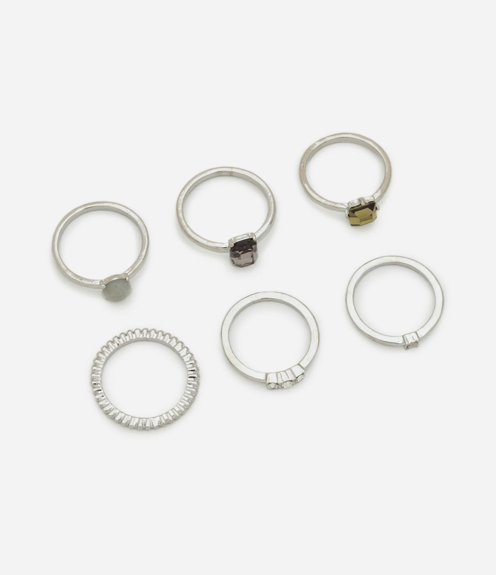 Kit 06 Anéis Diversos Prata 2