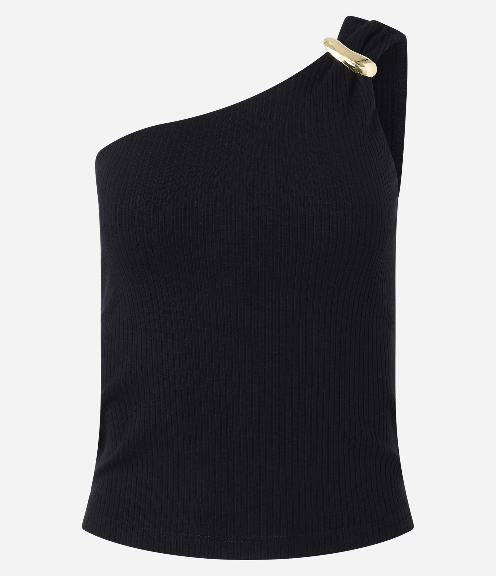 Blusa em Ribana com Um Ombro Só e Aviamento em Metal Preto 4