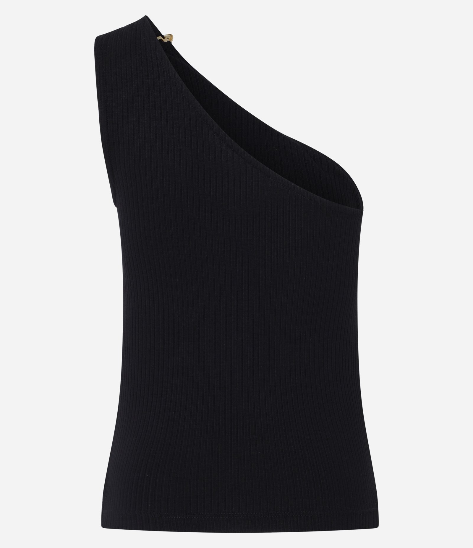 Blusa em Ribana com Um Ombro Só e Aviamento em Metal Preto 5