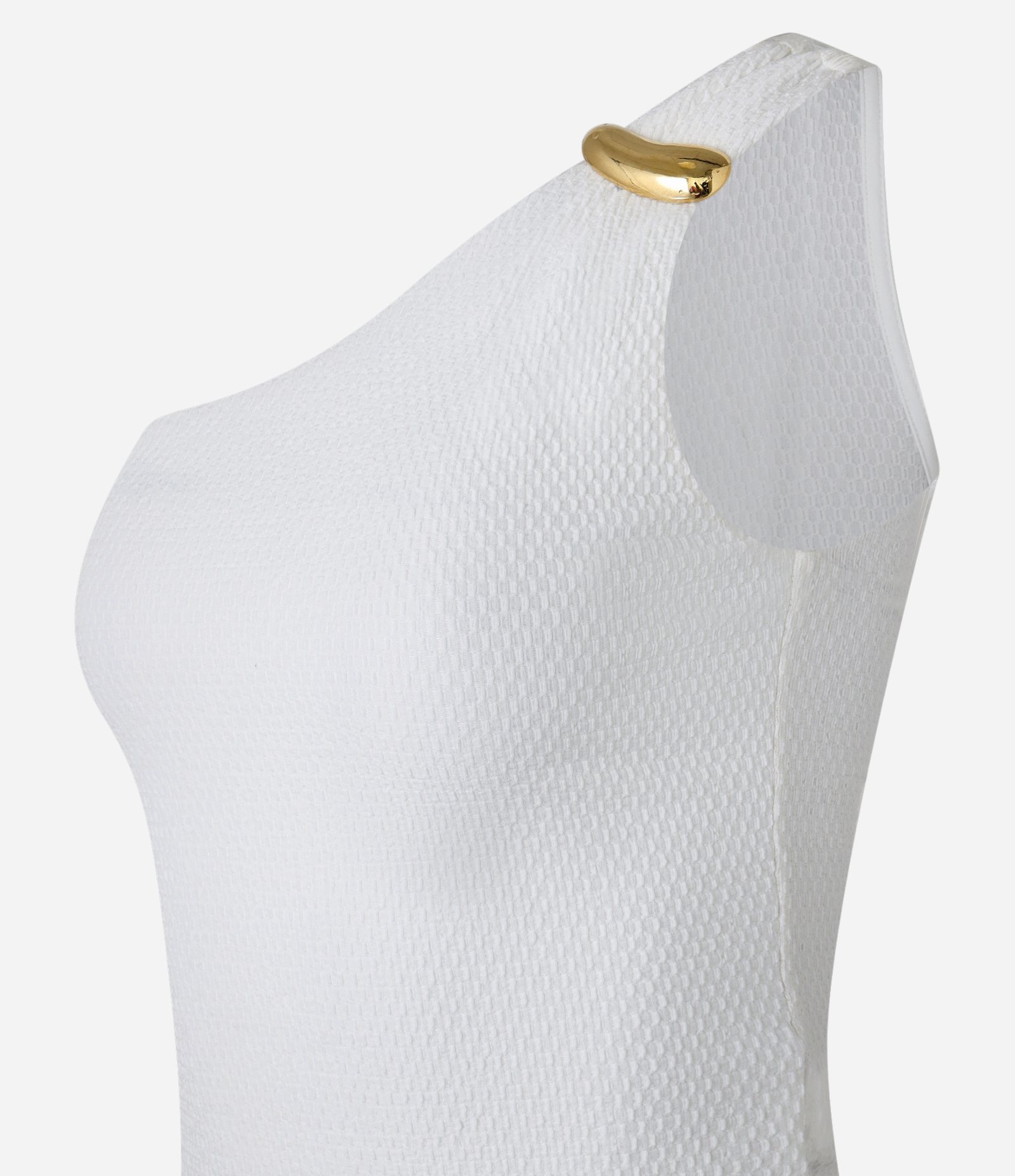Blusa Ombro Só Texturizada com Detalhe Metalizado Branco 2