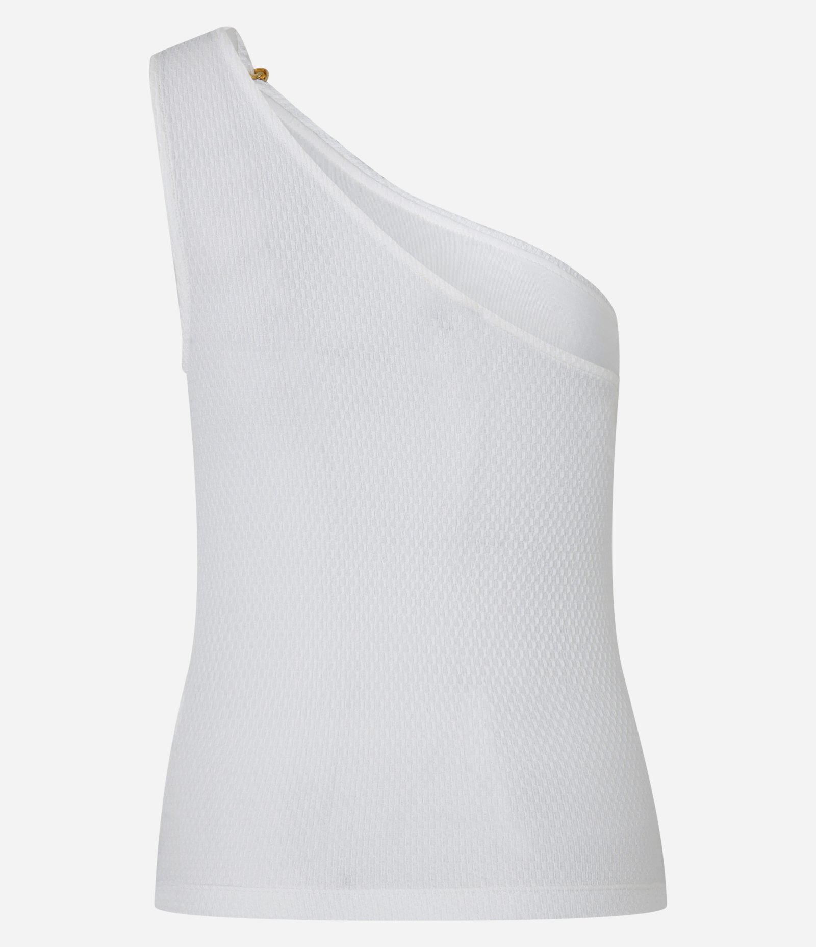 Blusa Ombro Só Texturizada com Detalhe Metalizado Branco 3