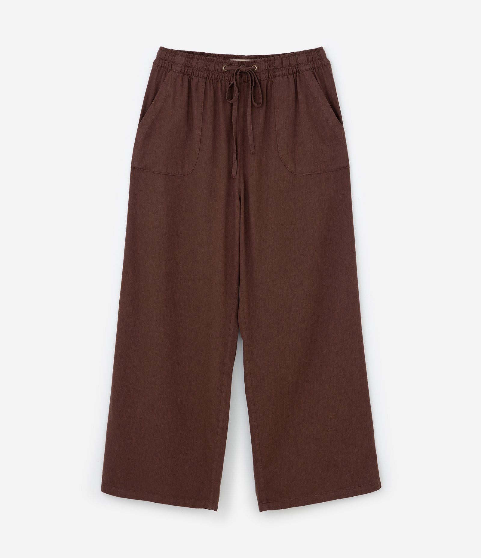 Calça Pantalona em Sarja Leve e Amarração Curve & Plus Size Marrom 5