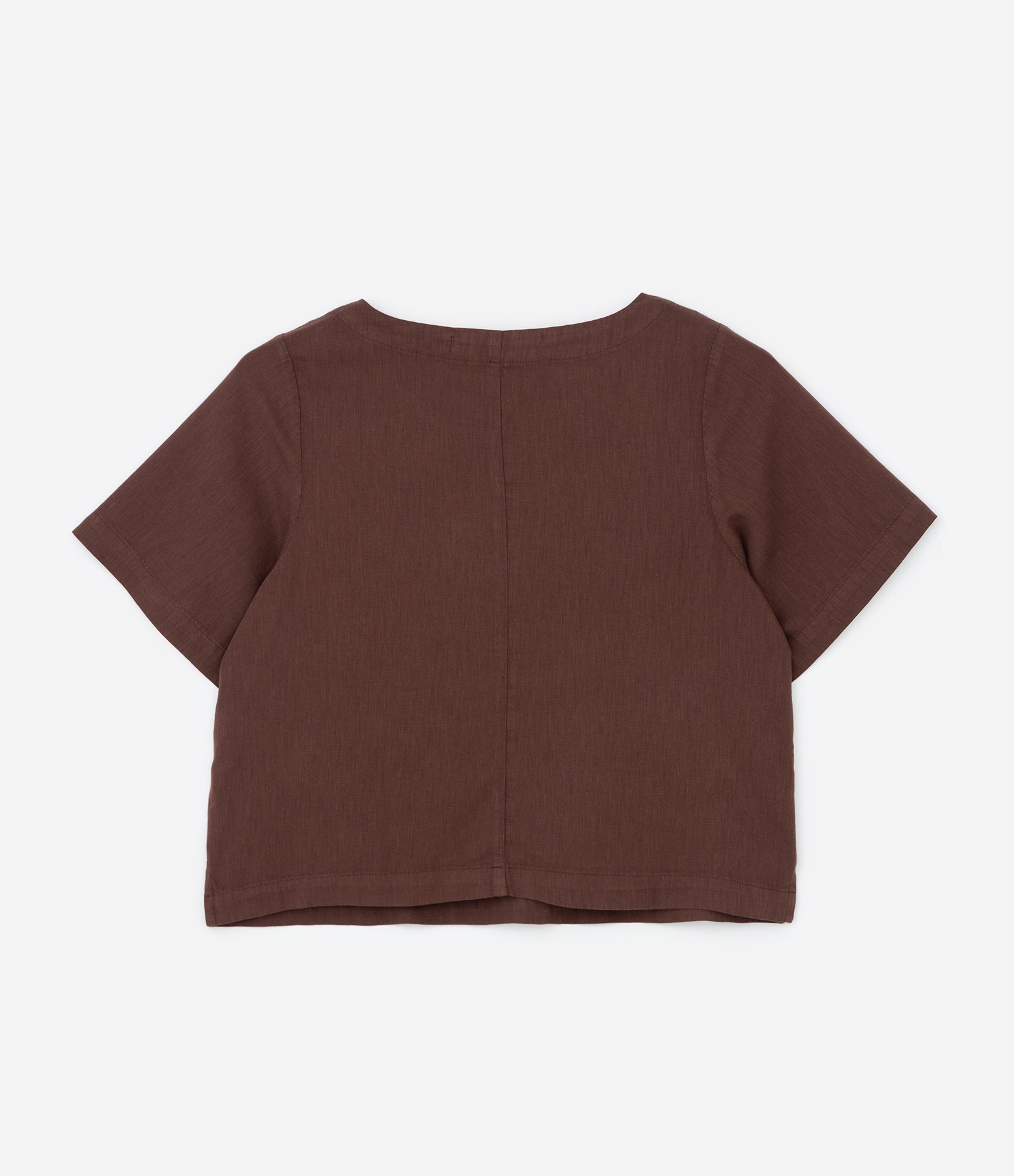 Blusa em Sarja  com Gola Redonda Curve & Plus Size Marrom 8