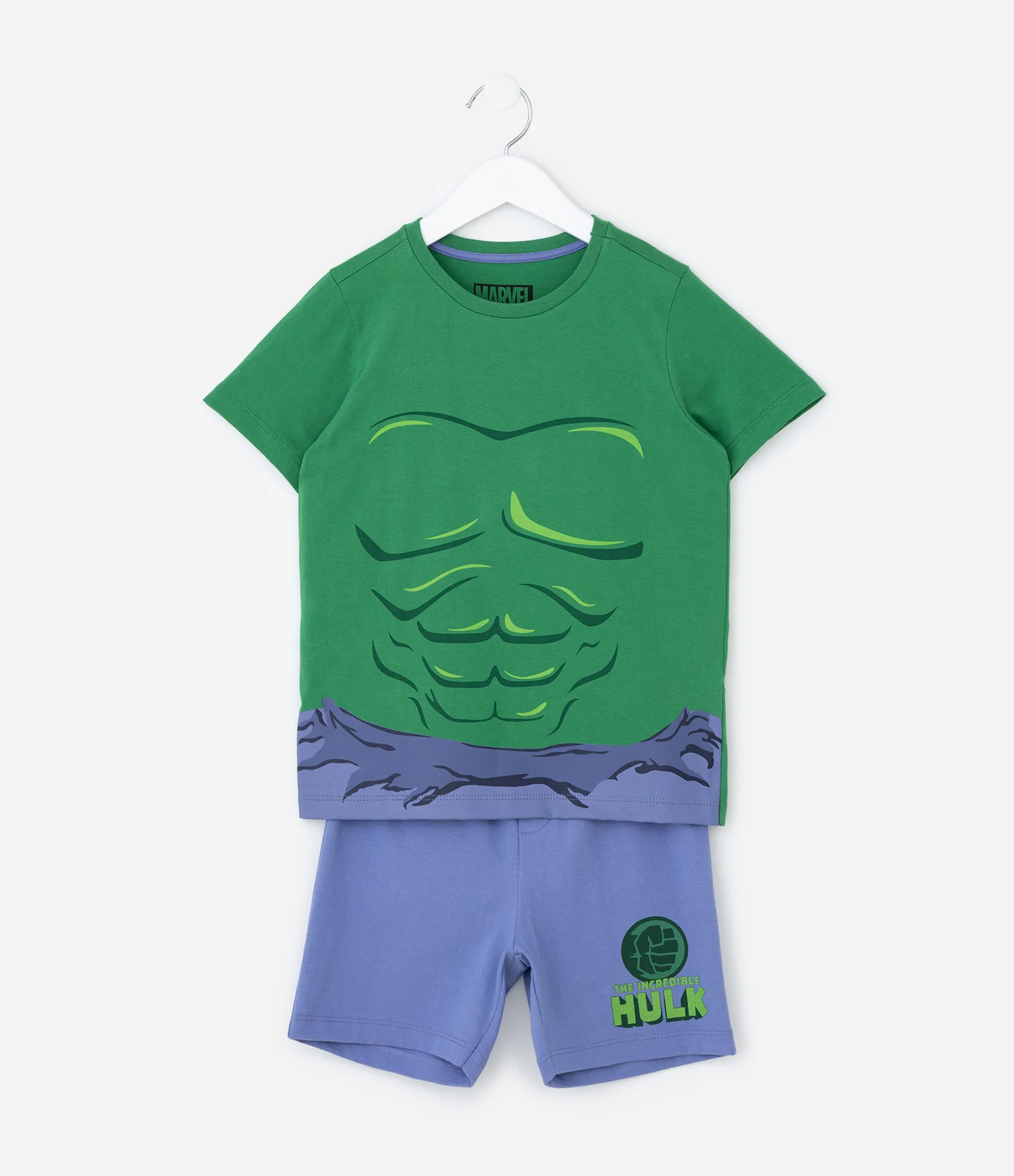 Pijama Curto Infantil com Estampa Hulk - Tam 3 a 8 Anos Verde 1