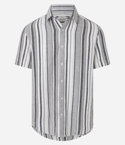 Camisa em Algodão com Textura e Listras