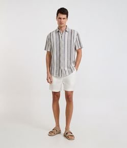 Camisa em Algodão com Textura e Listras