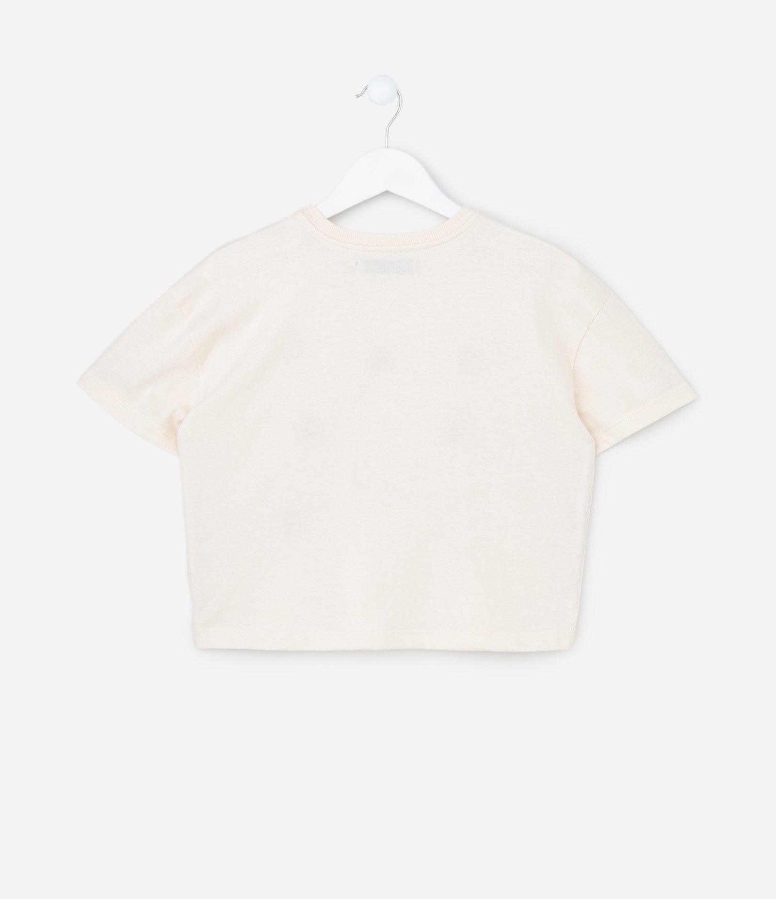 Blusa Cropped Infantil com Bordado Cerejas - Tam 5 a 14 Anos Bege 2