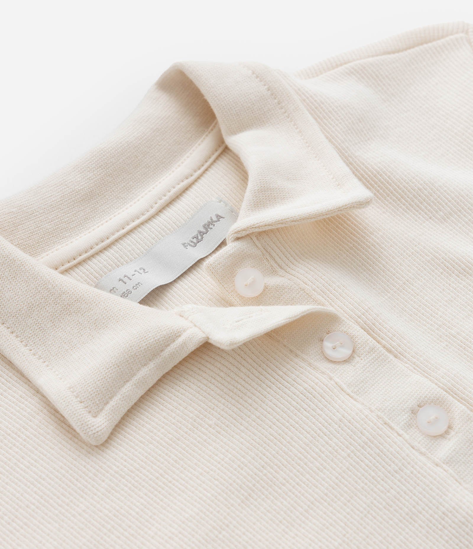 Camiseta Infantil em Ribana com Gola Polo - Tam 5 a 14 Anos Off White 5