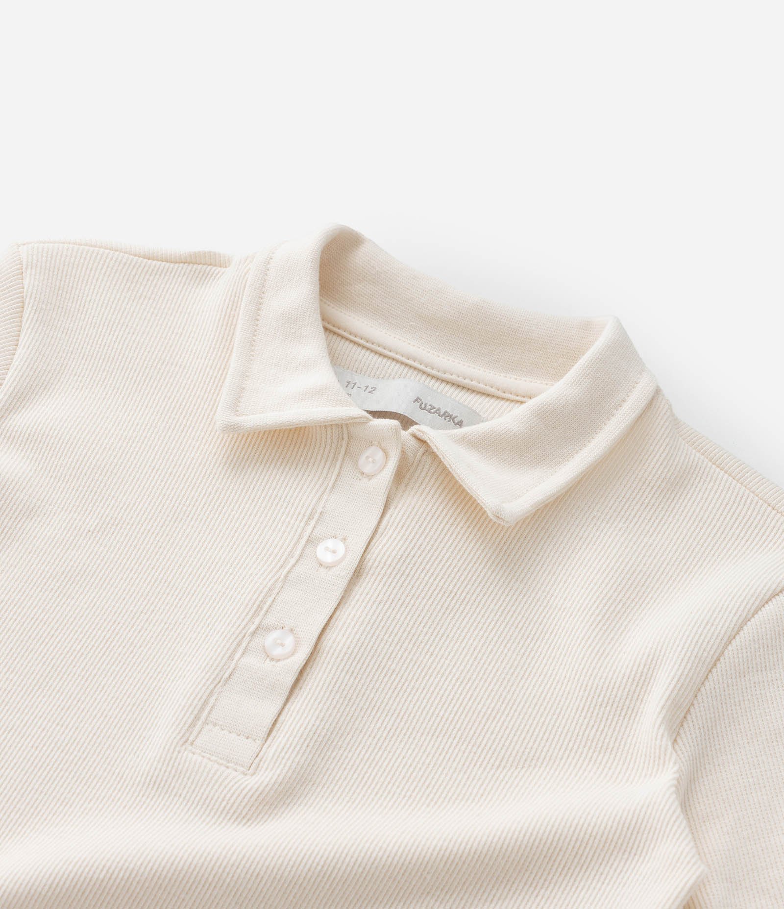 Camiseta Infantil em Ribana com Gola Polo - Tam 5 a 14 Anos Off White 6