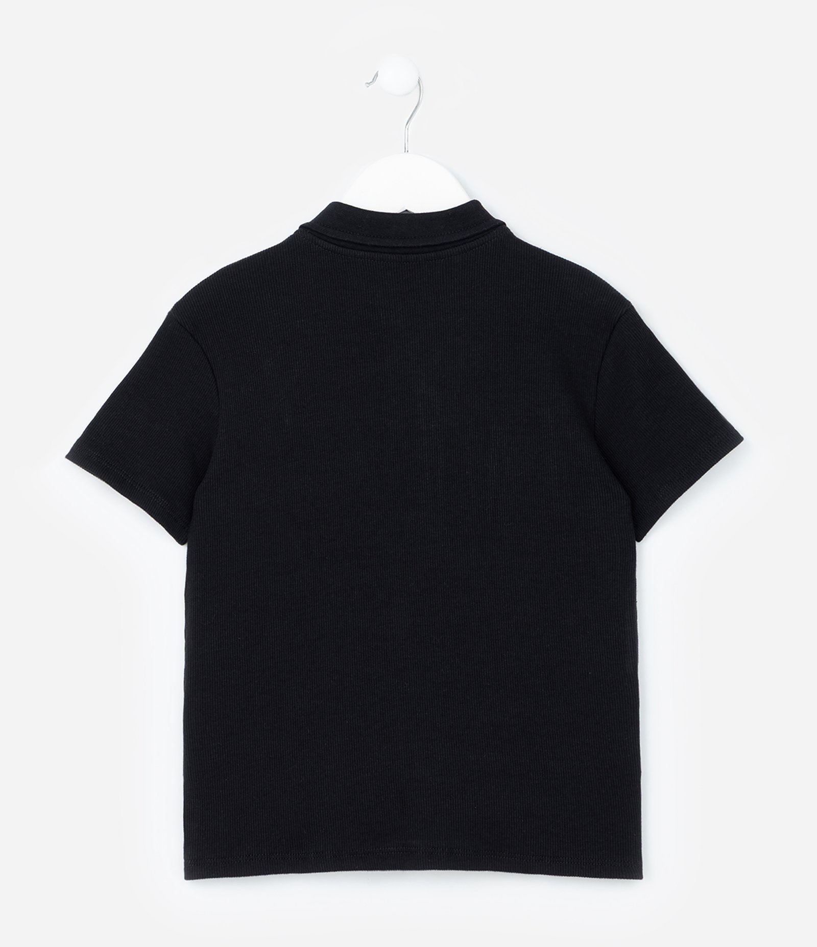 Camiseta Infantil em Ribana com Gola Polo - Tam 5 a 14 Anos Preto 3