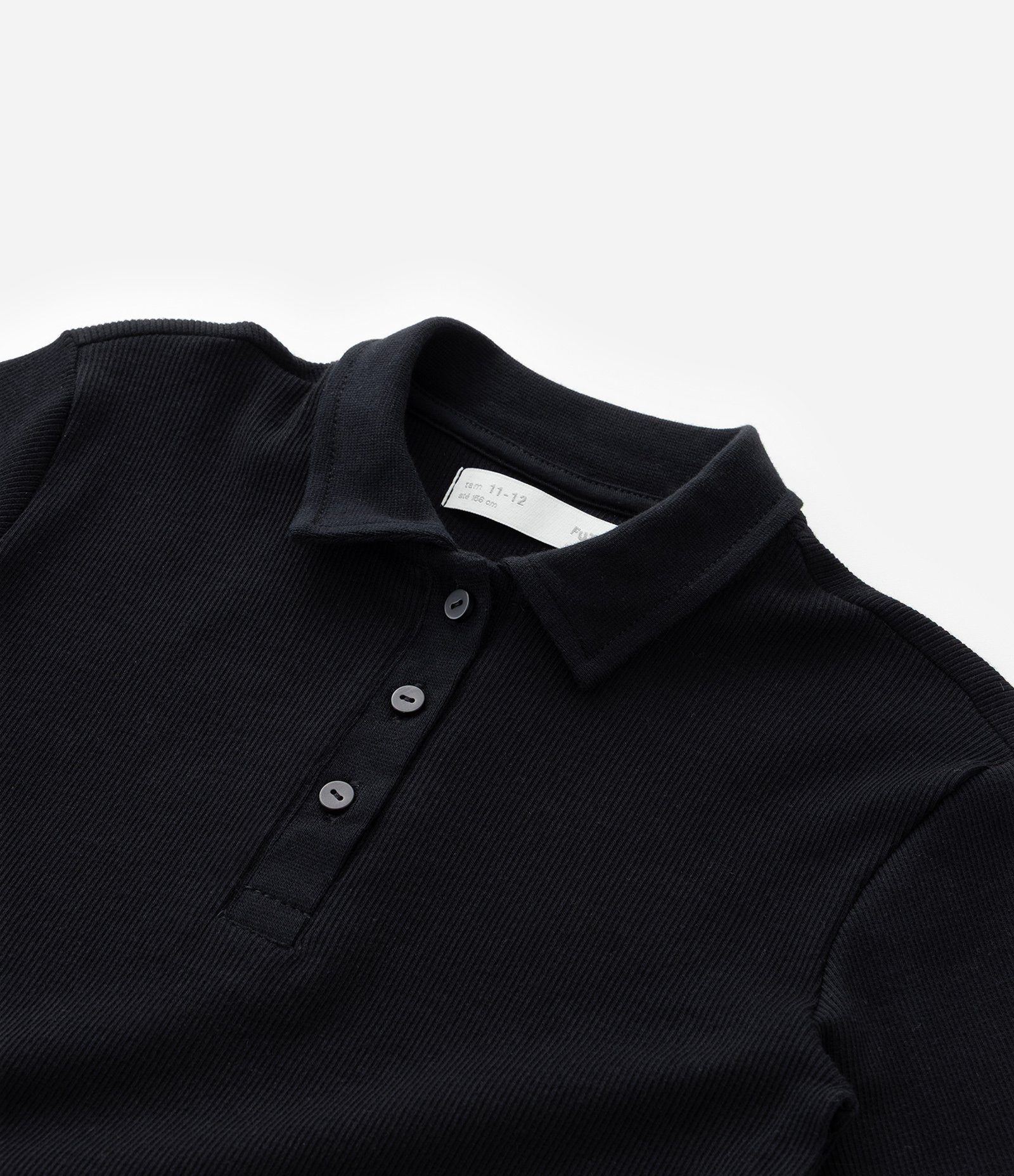 Camiseta Infantil em Ribana com Gola Polo - Tam 5 a 14 Anos Preto 5