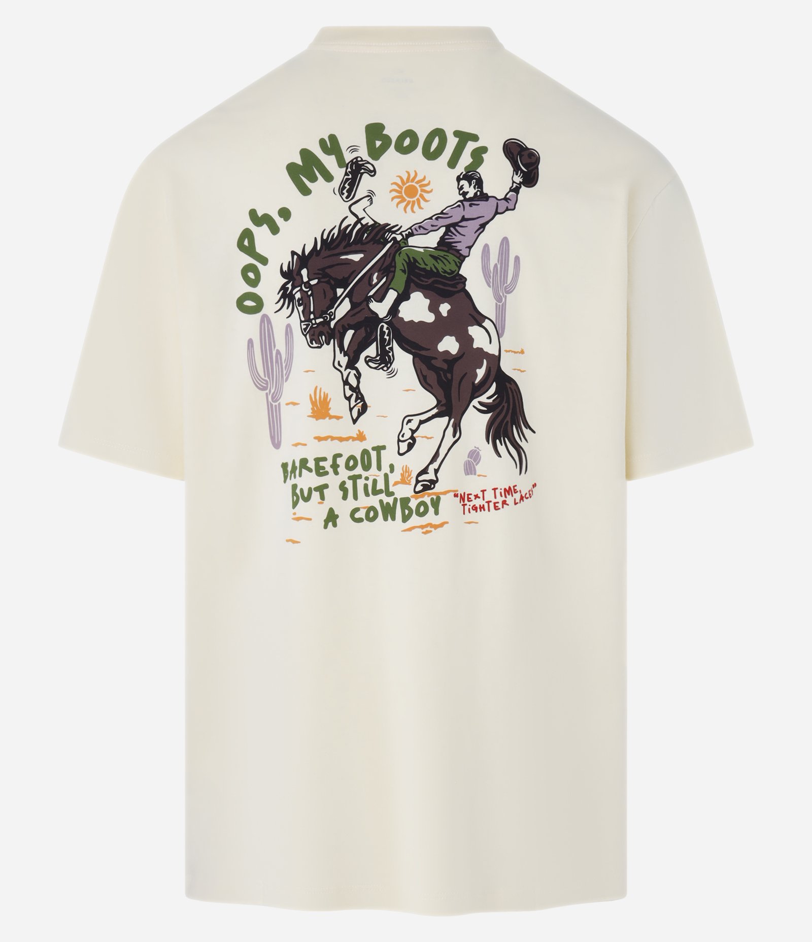 Camiseta Relaxed em Algodão com Estampa de Cavalo "Oops my boots" Bege 6