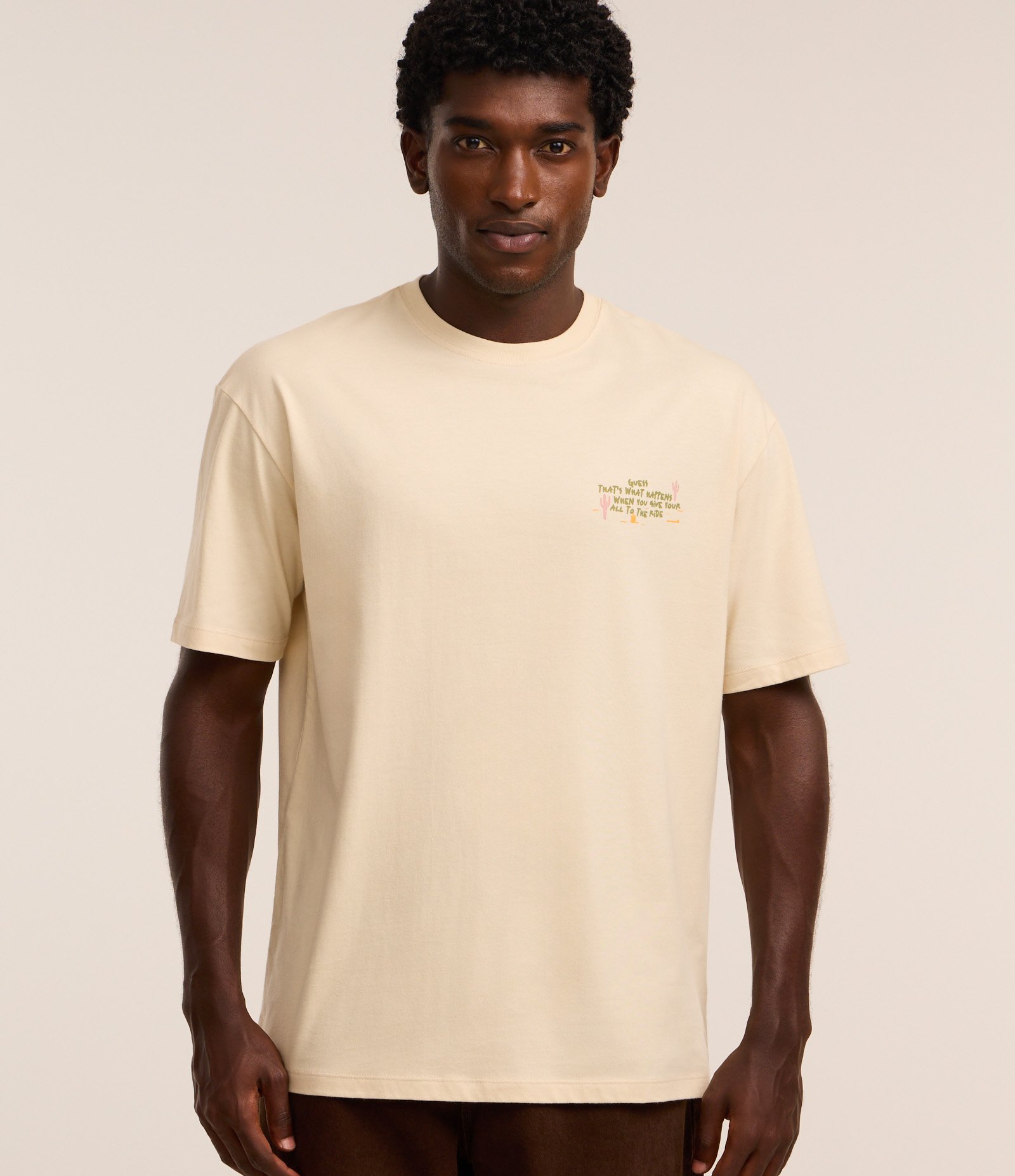 Camiseta Relaxed em Algodão com Estampa de Cavalo "Oops my boots" Bege 1
