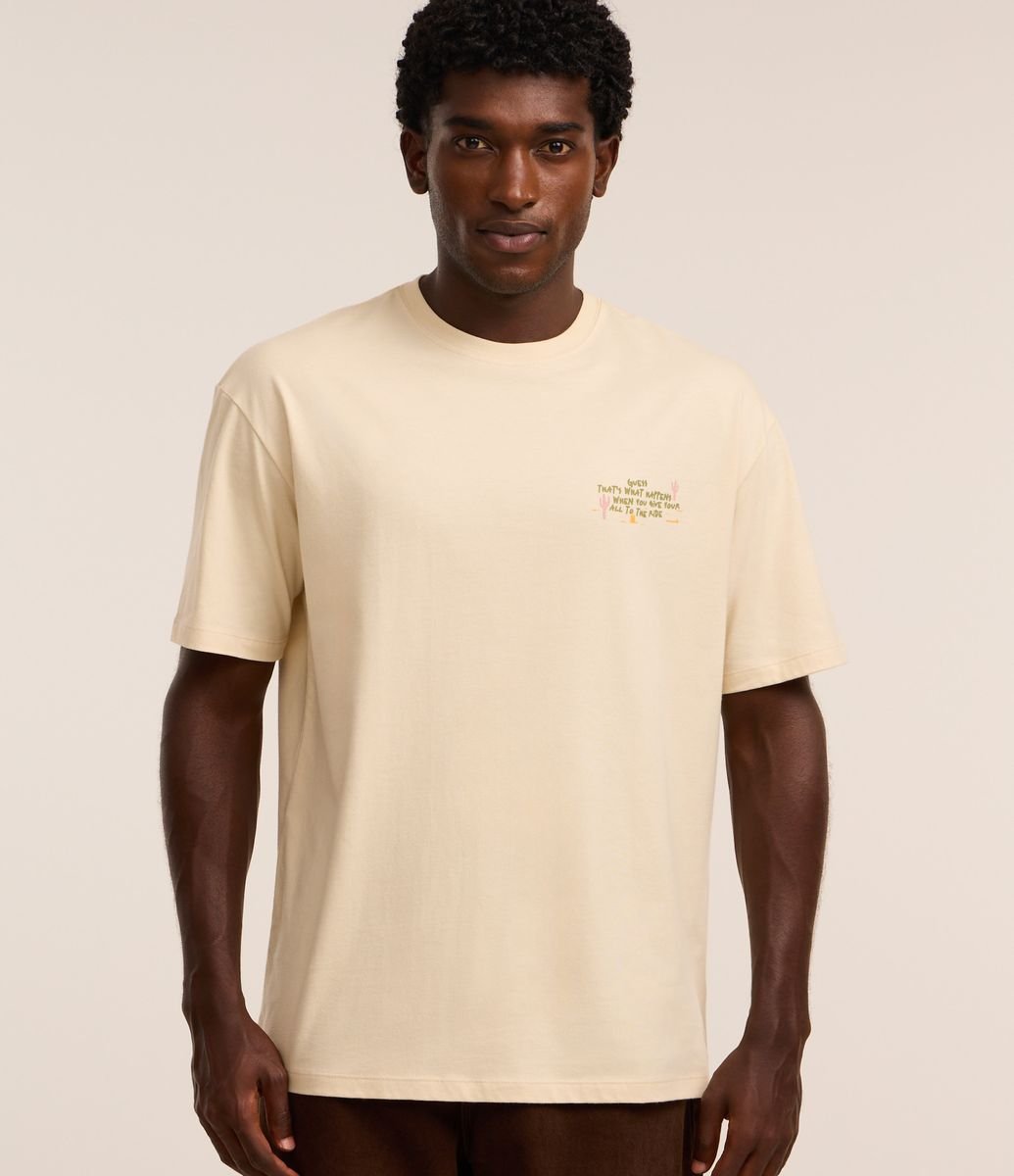 p*o様 wdouble ovy silk nep l/s shirt Camiseta Relaxed em Algodão com Estampa de Cavalo 
