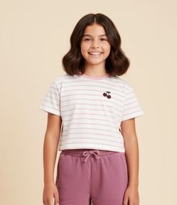 Blusa Boxy Infantil com Bordado de Cereja - Tam 5 A 14 Anos