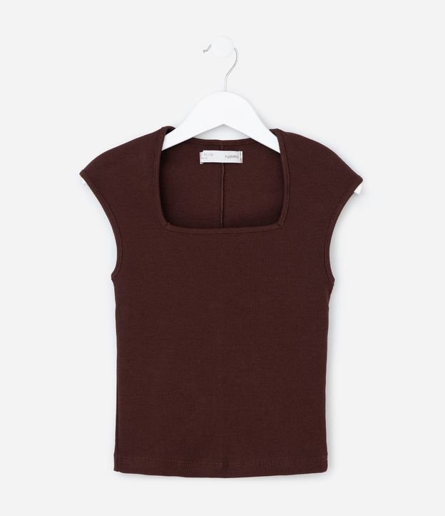 Blusa Infantil em Ribana com Decote Quadrado - Tam 5 a 14 Anos