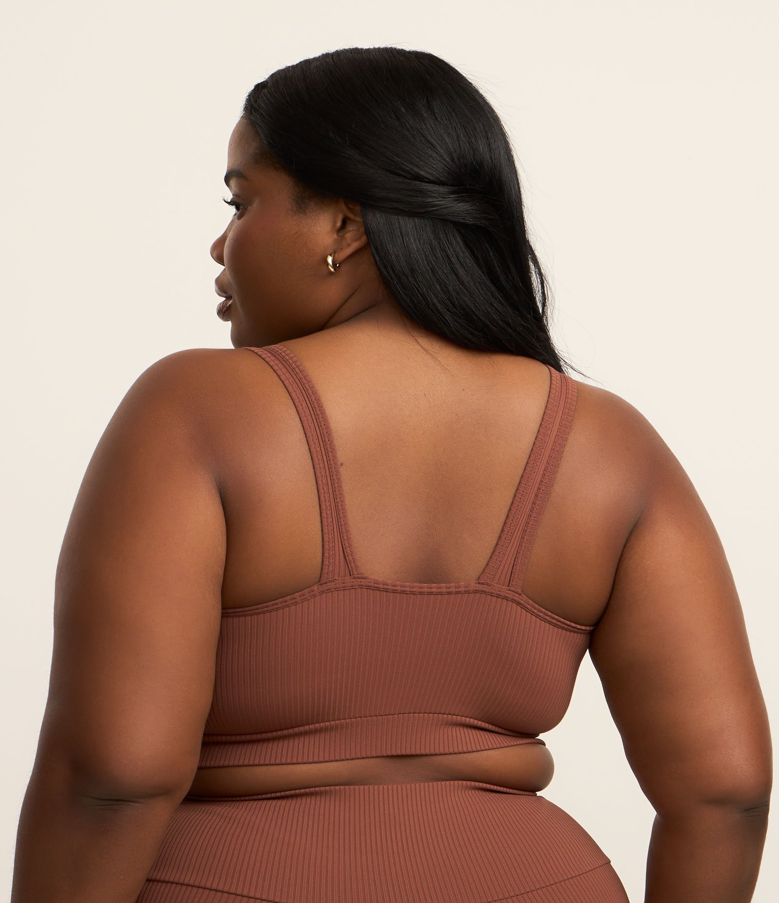 Top Esportivo Canelado em Ribana Curve & Plus Size Marrom 4